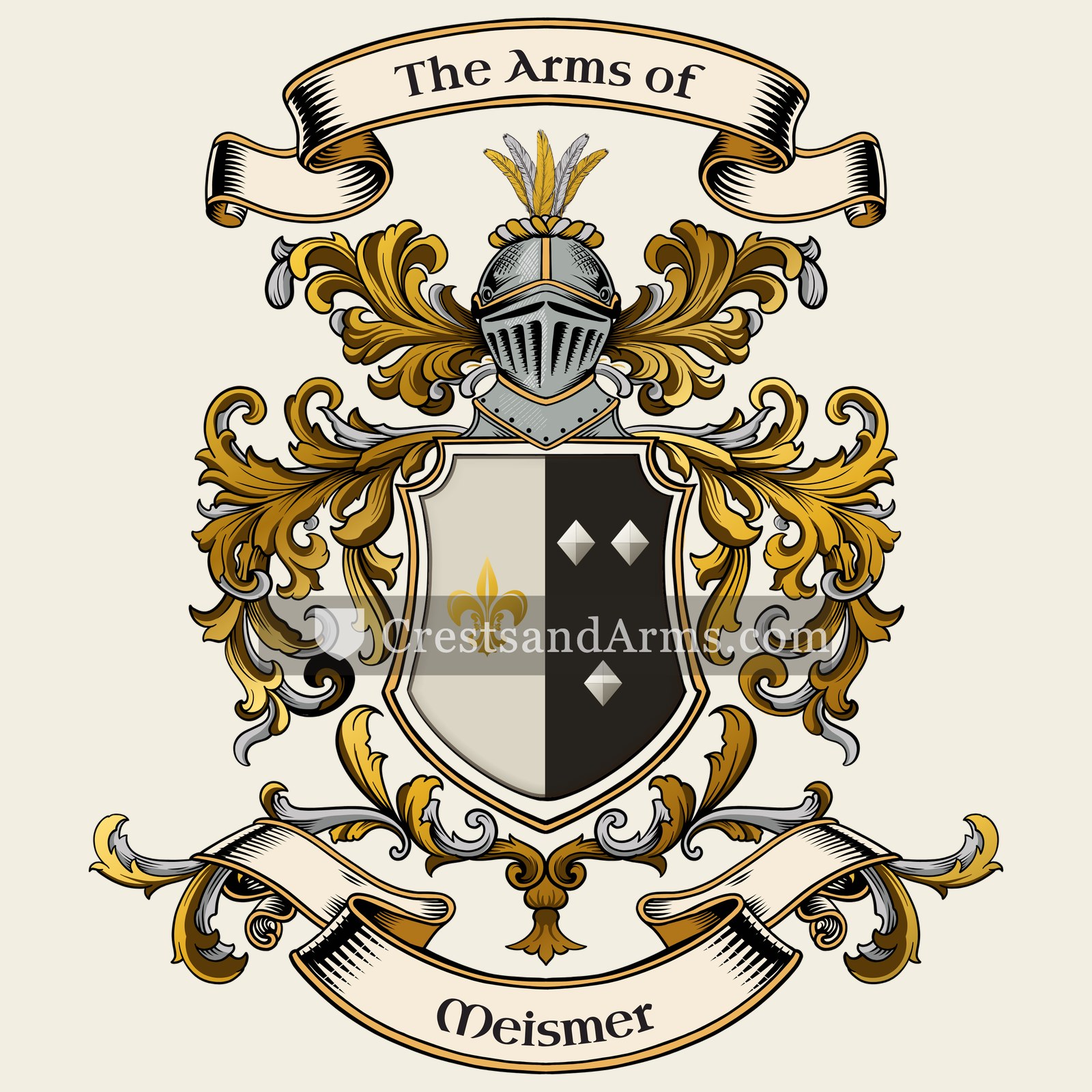 The Meismer coat of arms, drawn from the recorded blazon