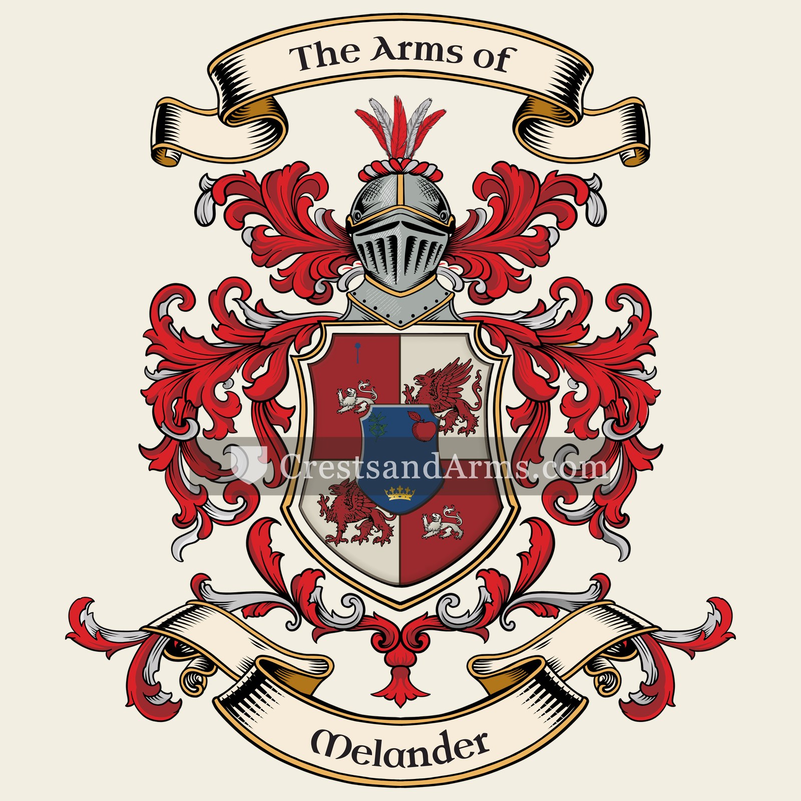 The Melander coat of arms, drawn from the recorded blazon