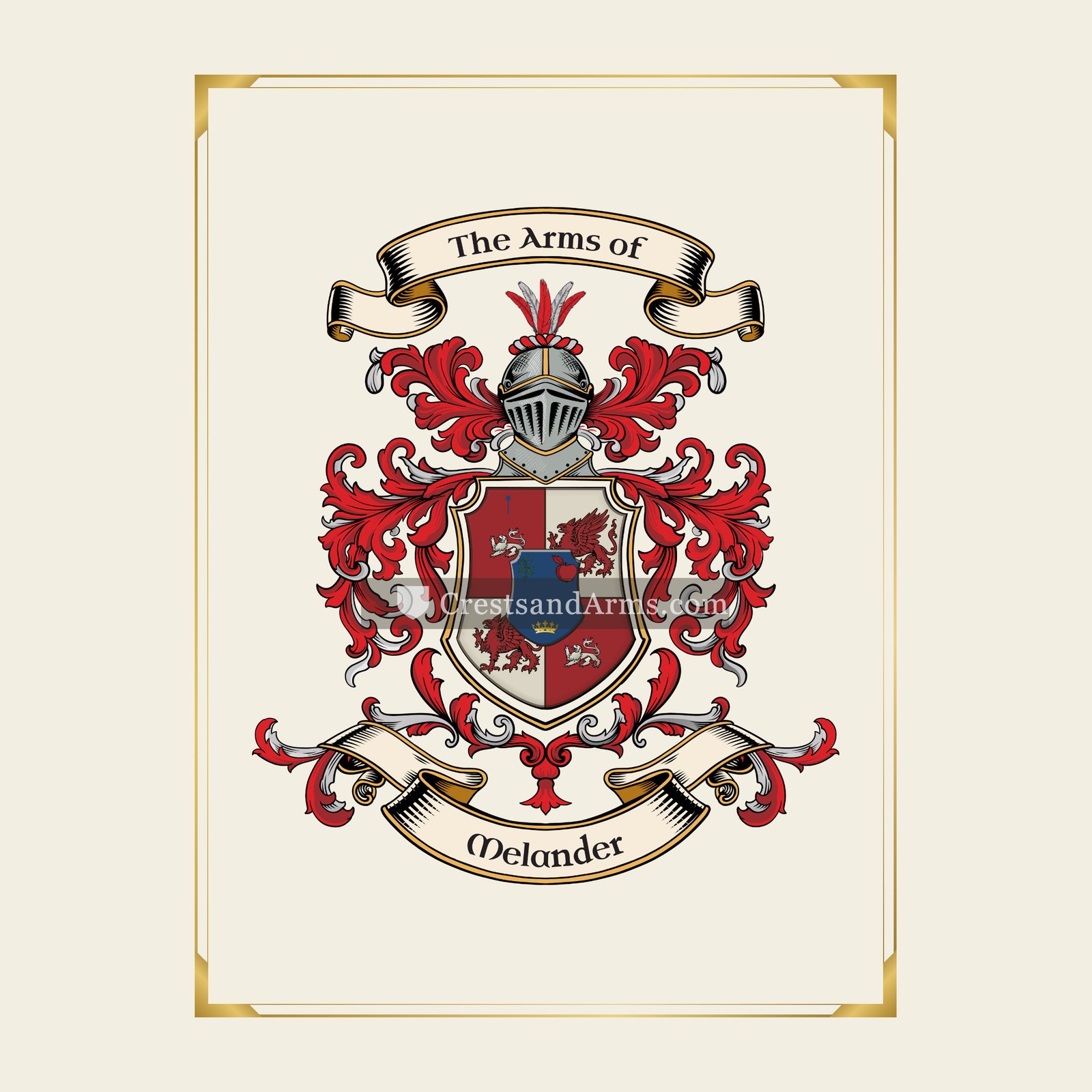 With gold border