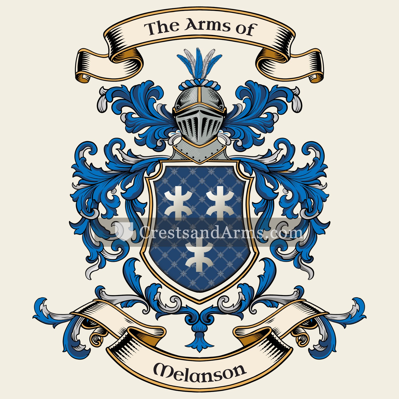 The Melanson coat of arms, drawn from the recorded blazon