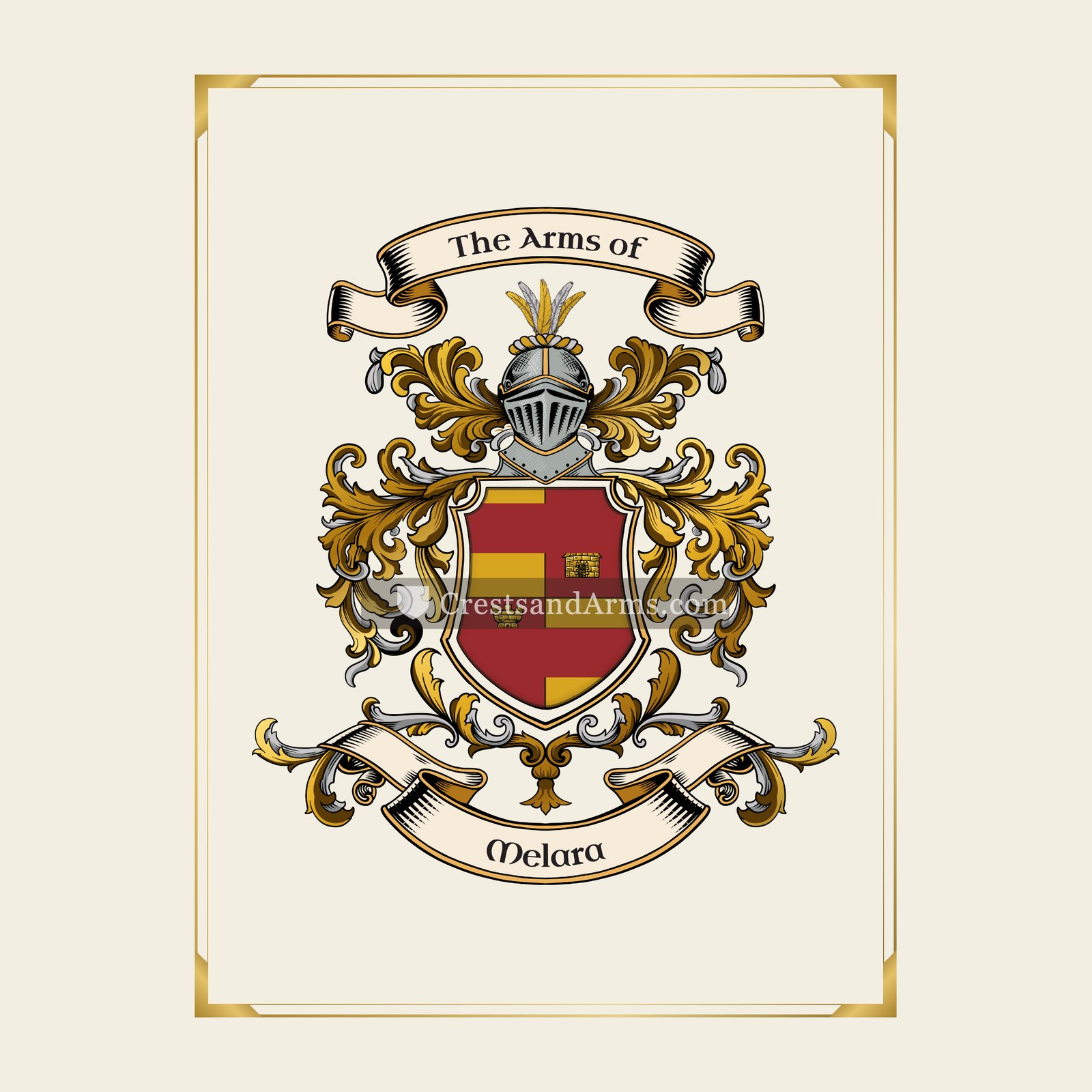 With gold border