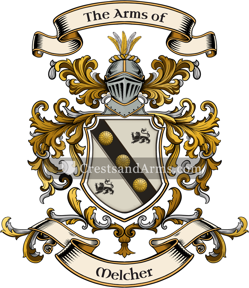 The Melcher coat of arms, drawn from the recorded blazon