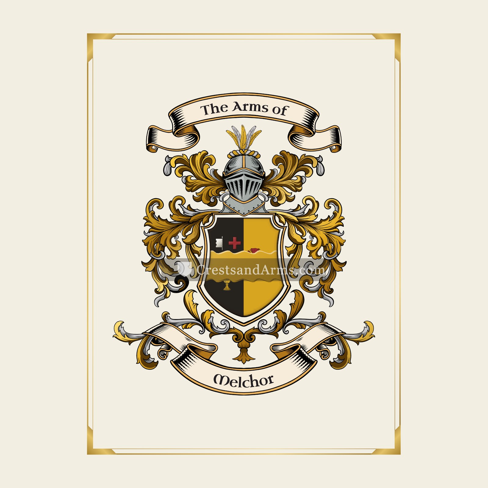 With gold border