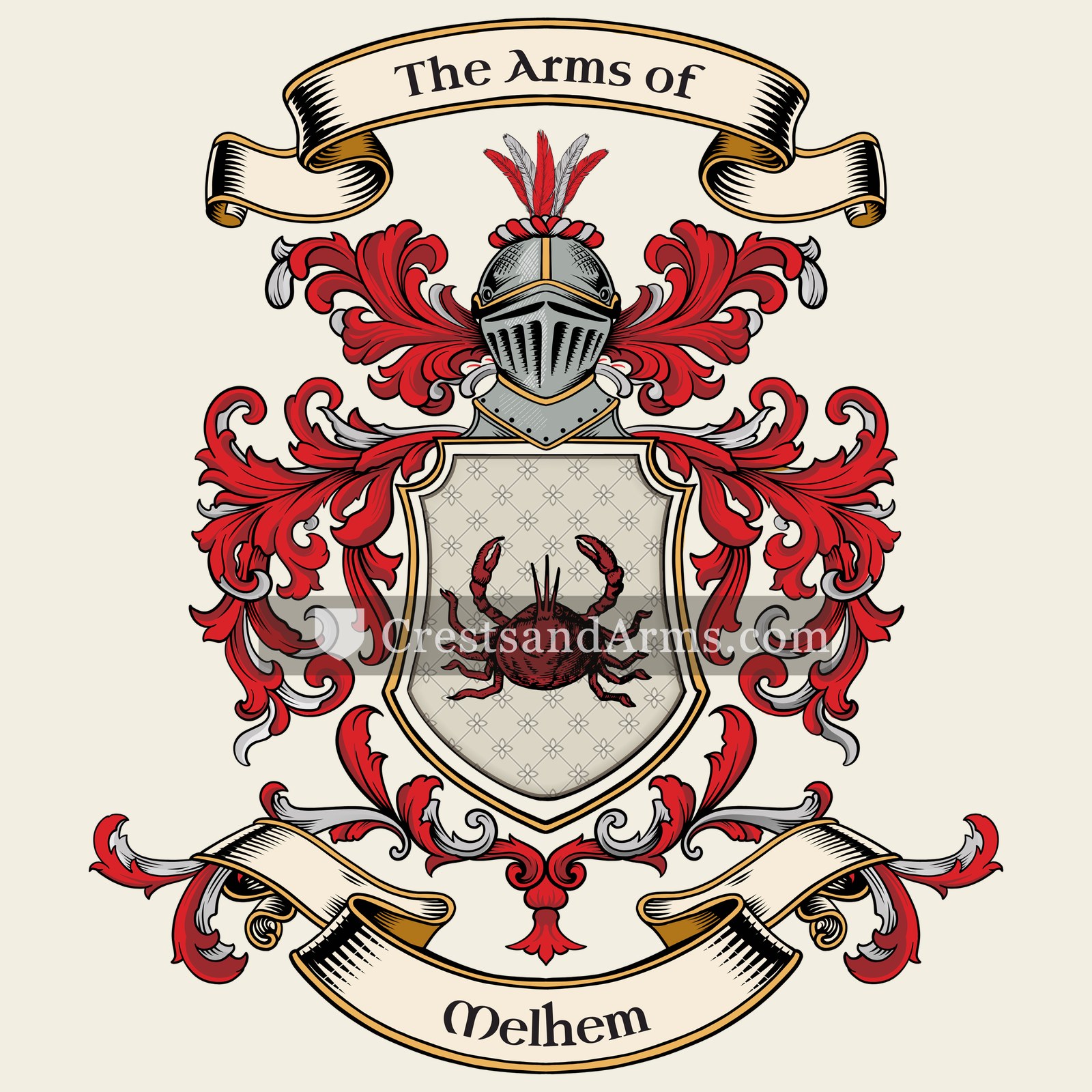 The Melhem coat of arms, drawn from the recorded blazon