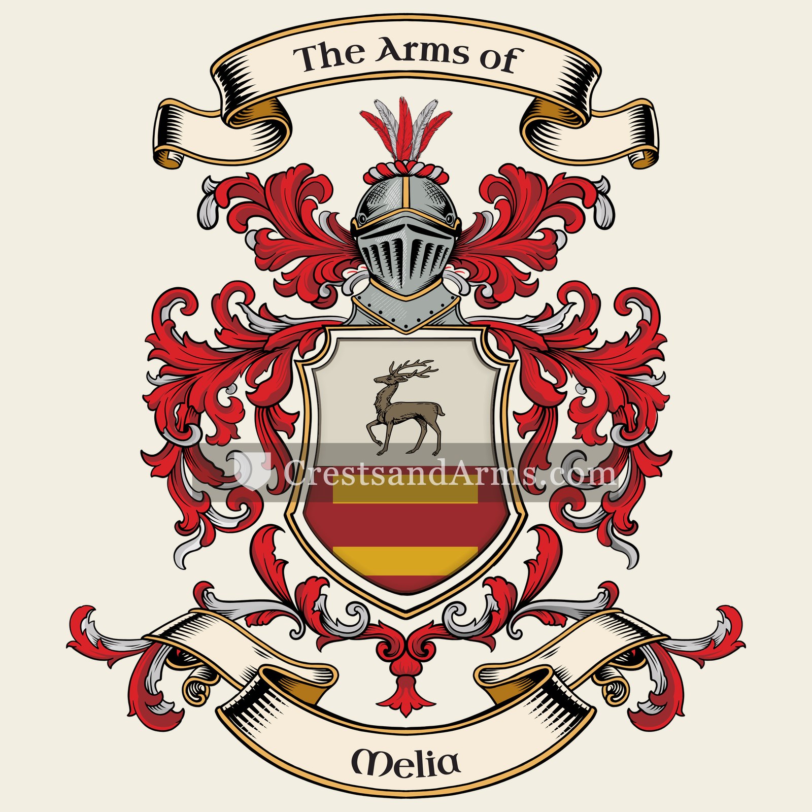 The Melia coat of arms, drawn from the recorded blazon