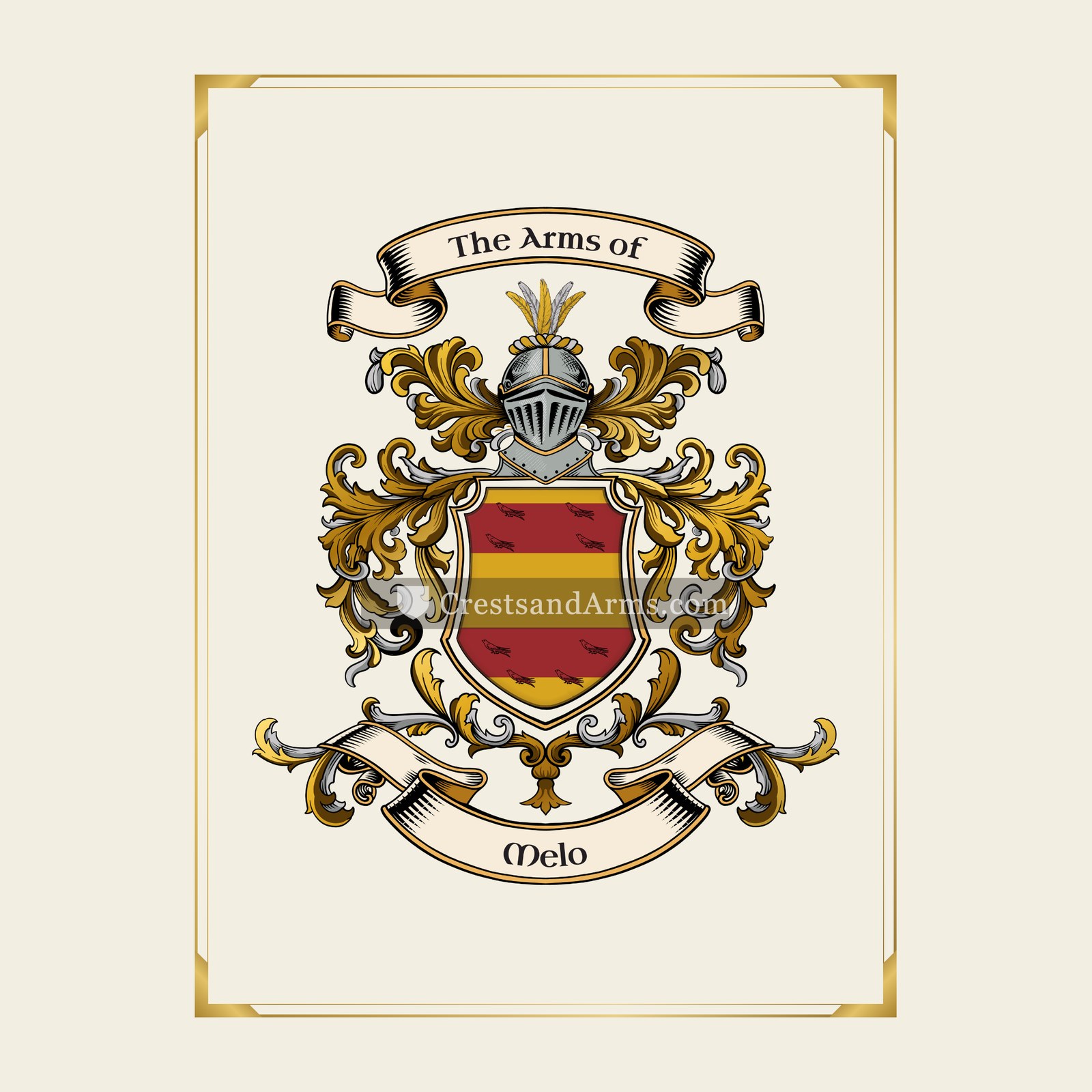 With gold border