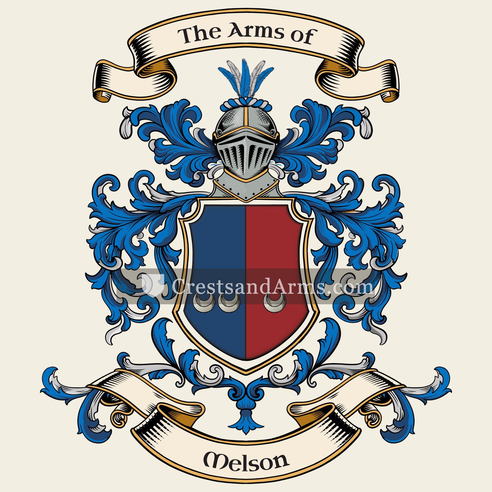 The Melson coat of arms, drawn from the recorded blazon
