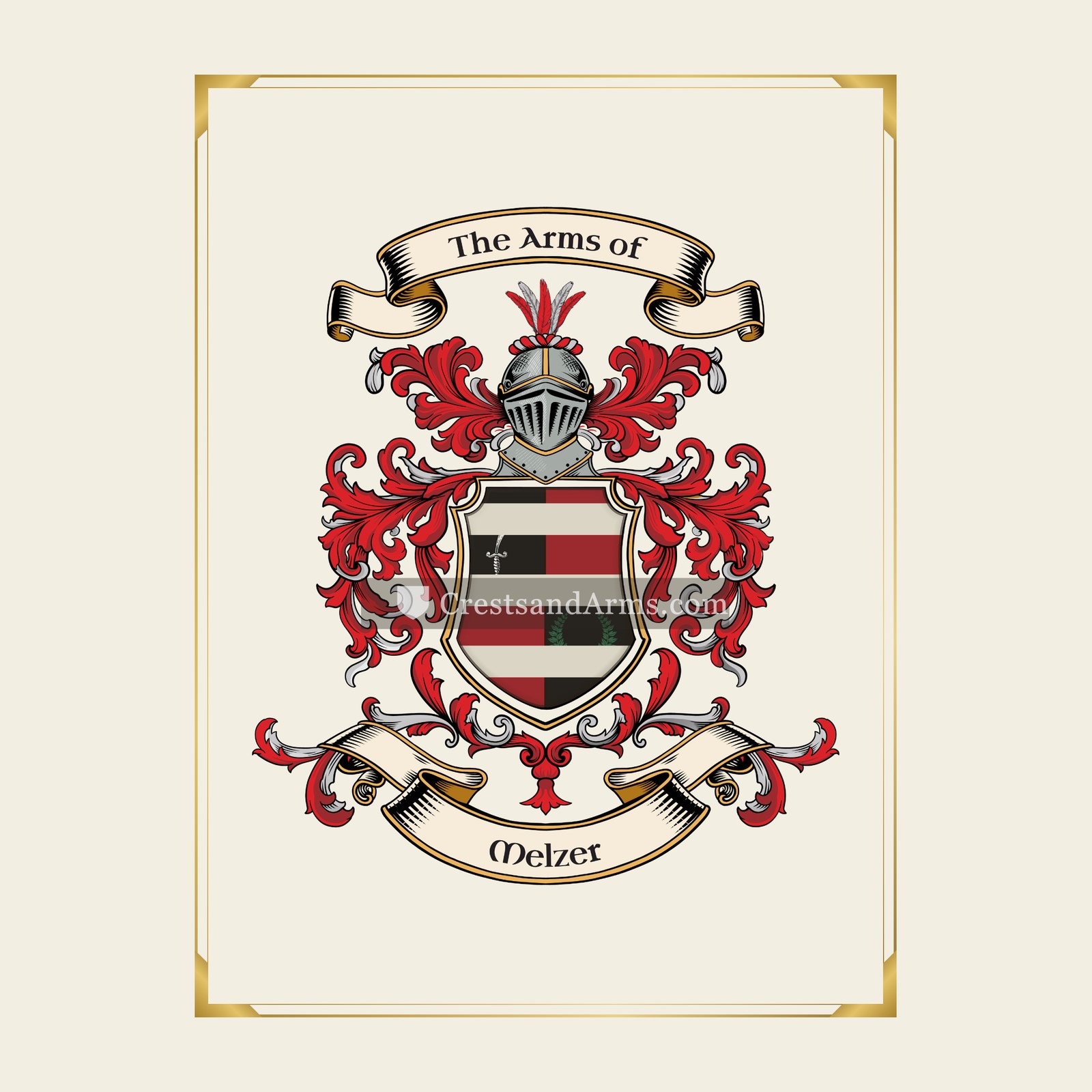 With gold border