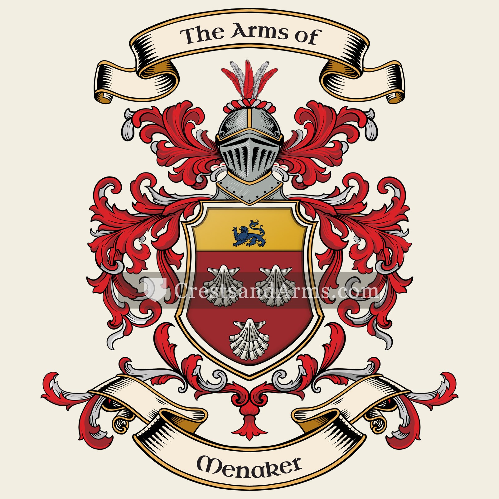 The Menaker coat of arms, drawn from the recorded blazon