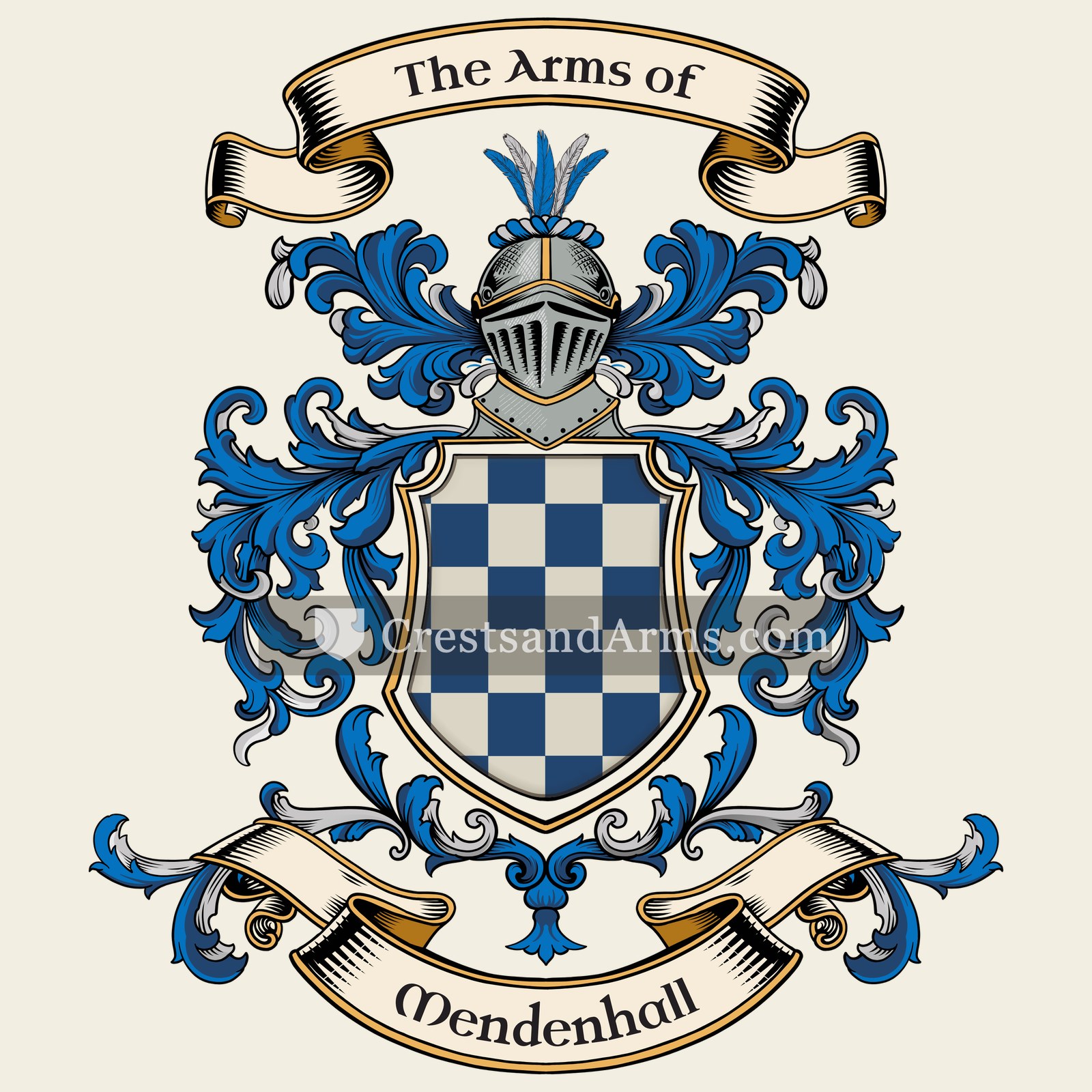 The Mendenhall coat of arms, drawn from the recorded blazon