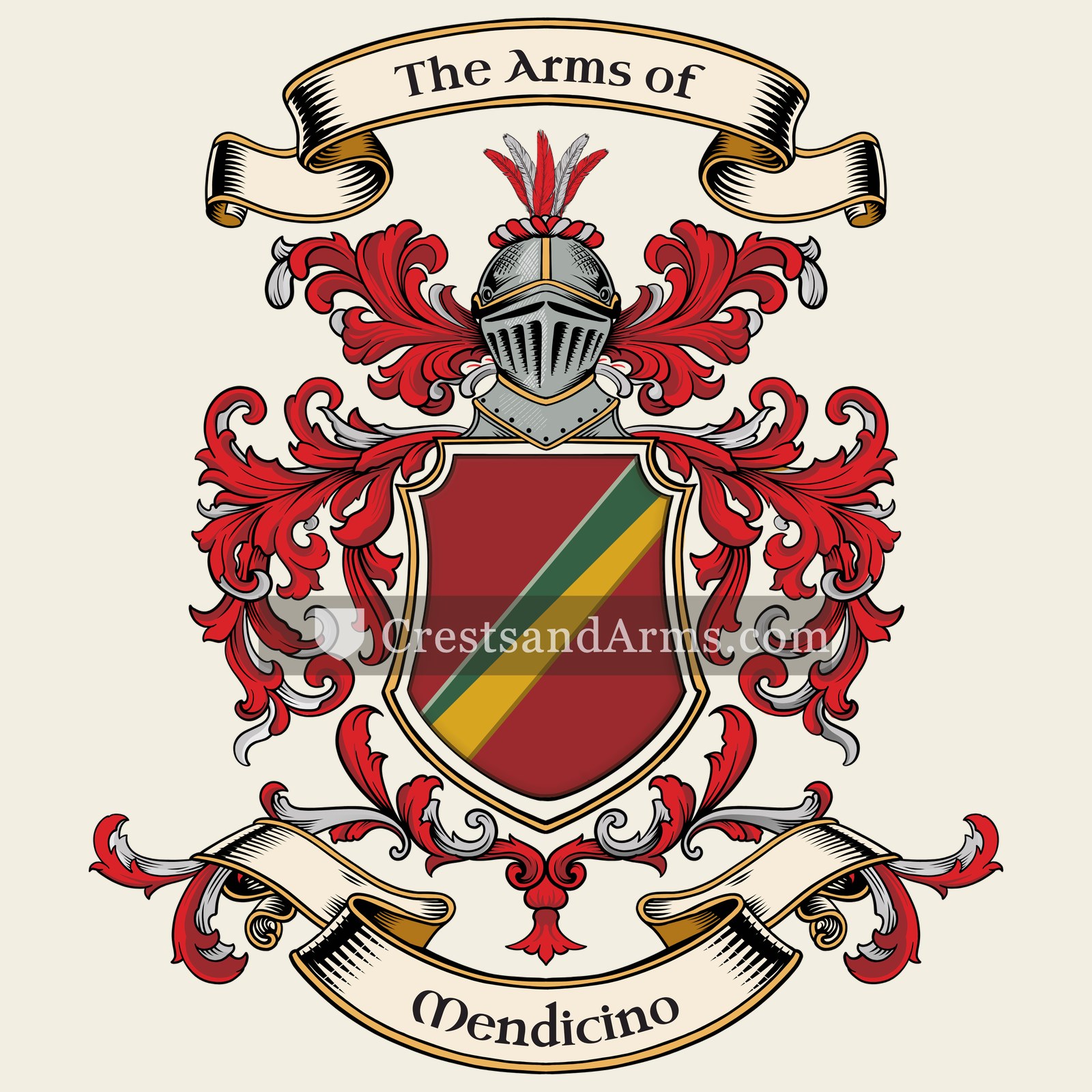 The Mendicino coat of arms, drawn from the recorded blazon