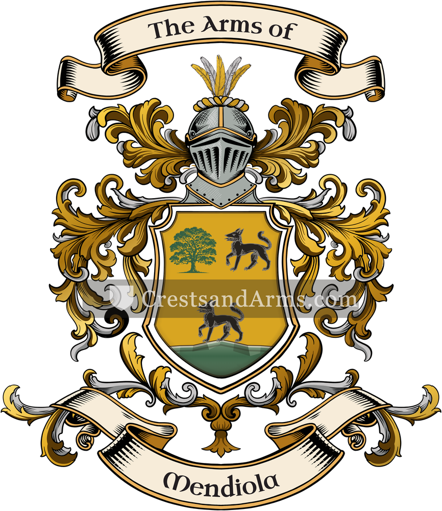 The Mendiola coat of arms, drawn from the recorded blazon
