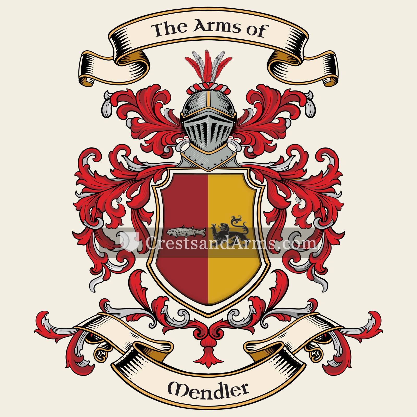 The Mendler coat of arms, drawn from the recorded blazon