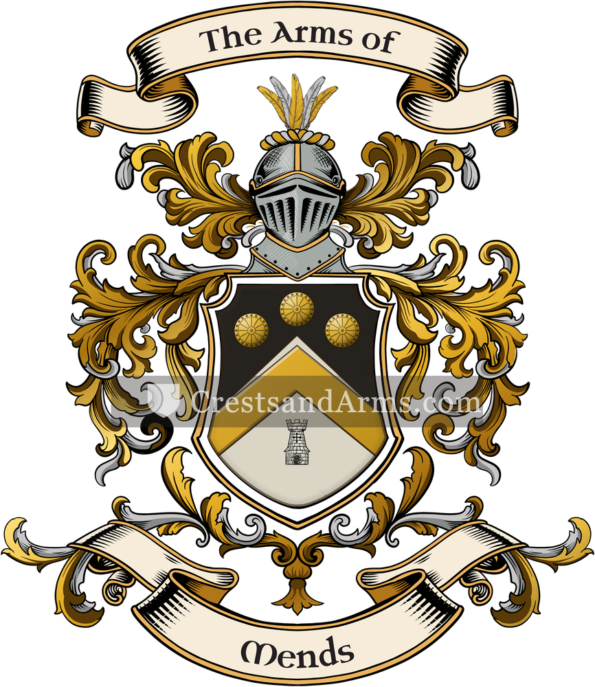 The Mends coat of arms, drawn from the recorded blazon