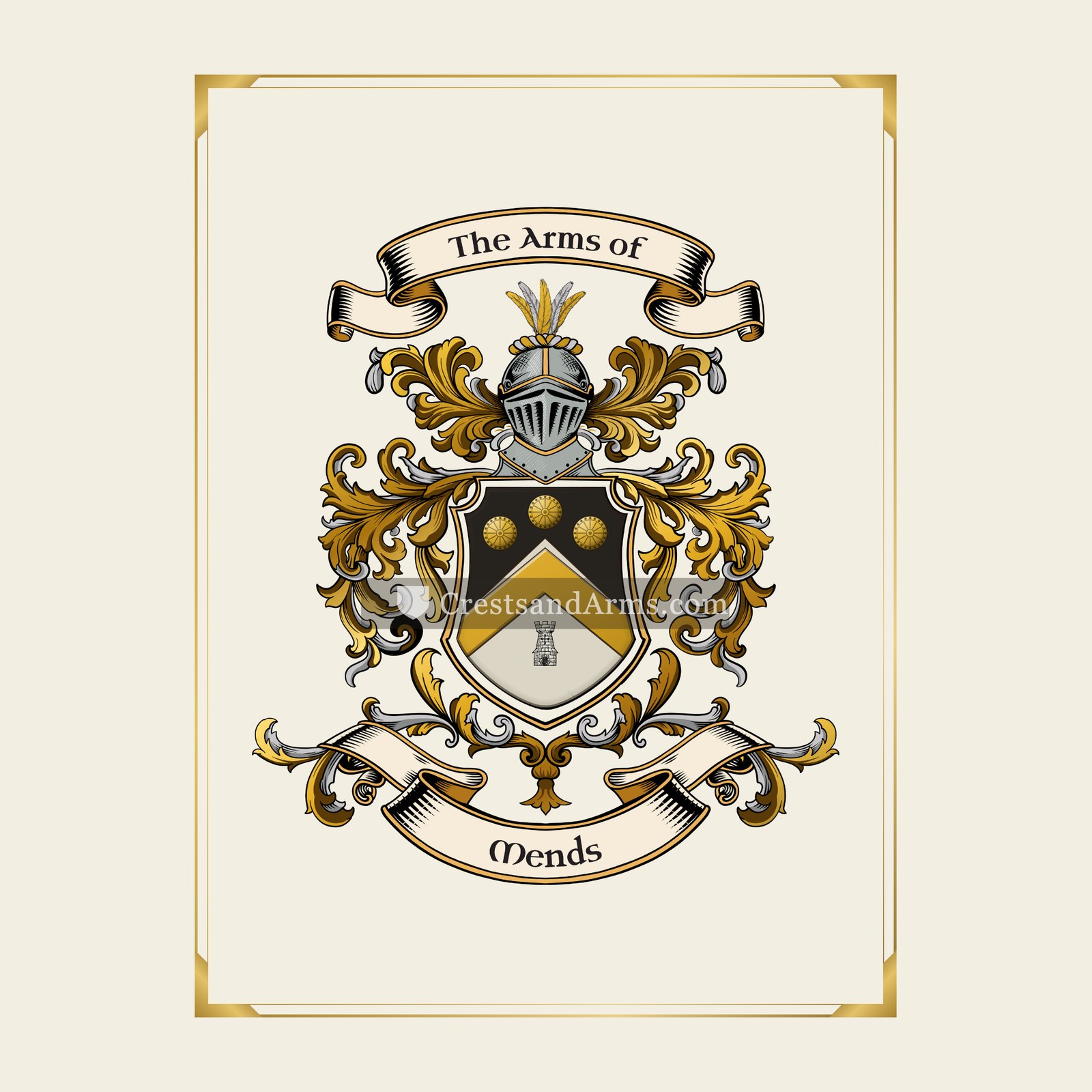 With gold border