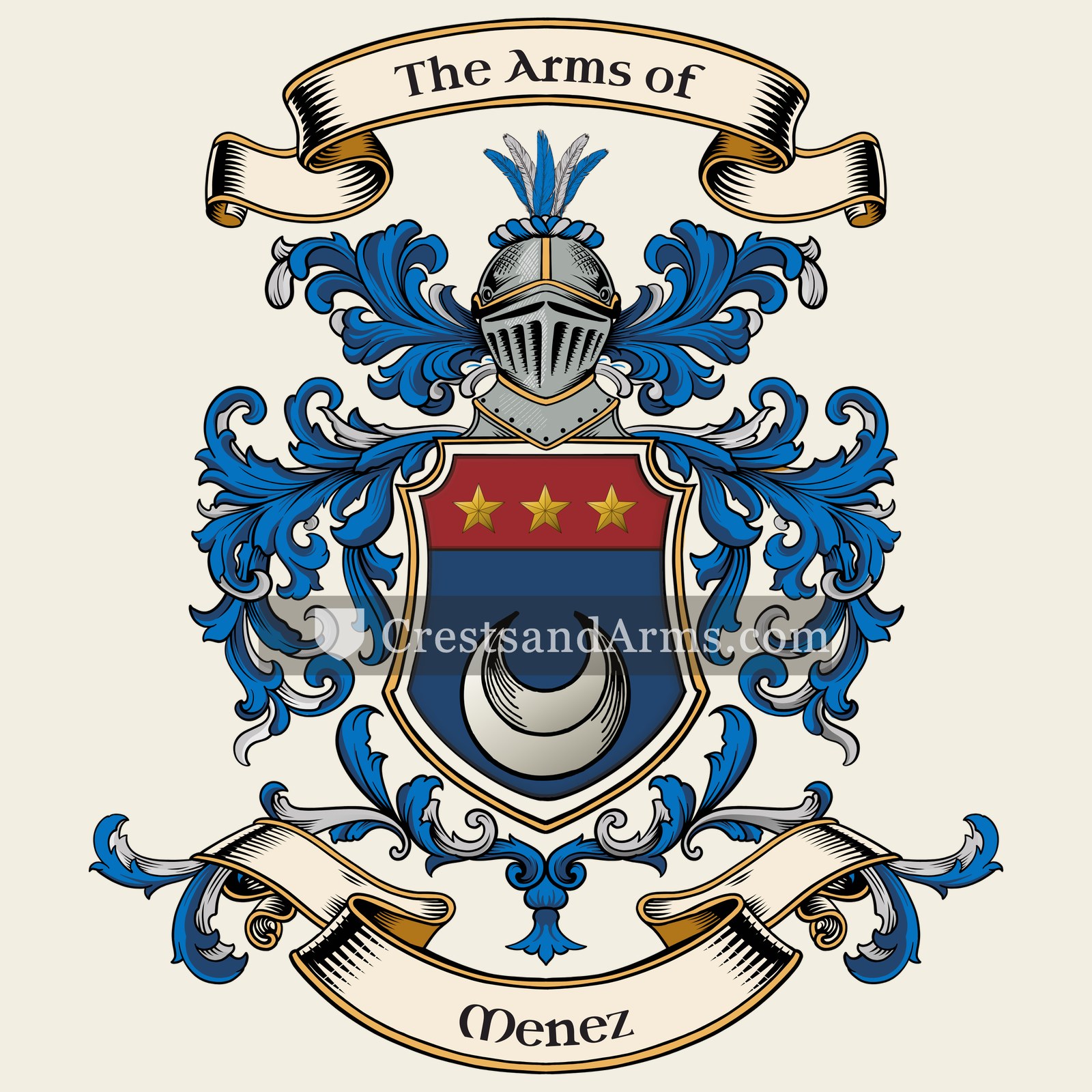The Menez coat of arms, drawn from the recorded blazon