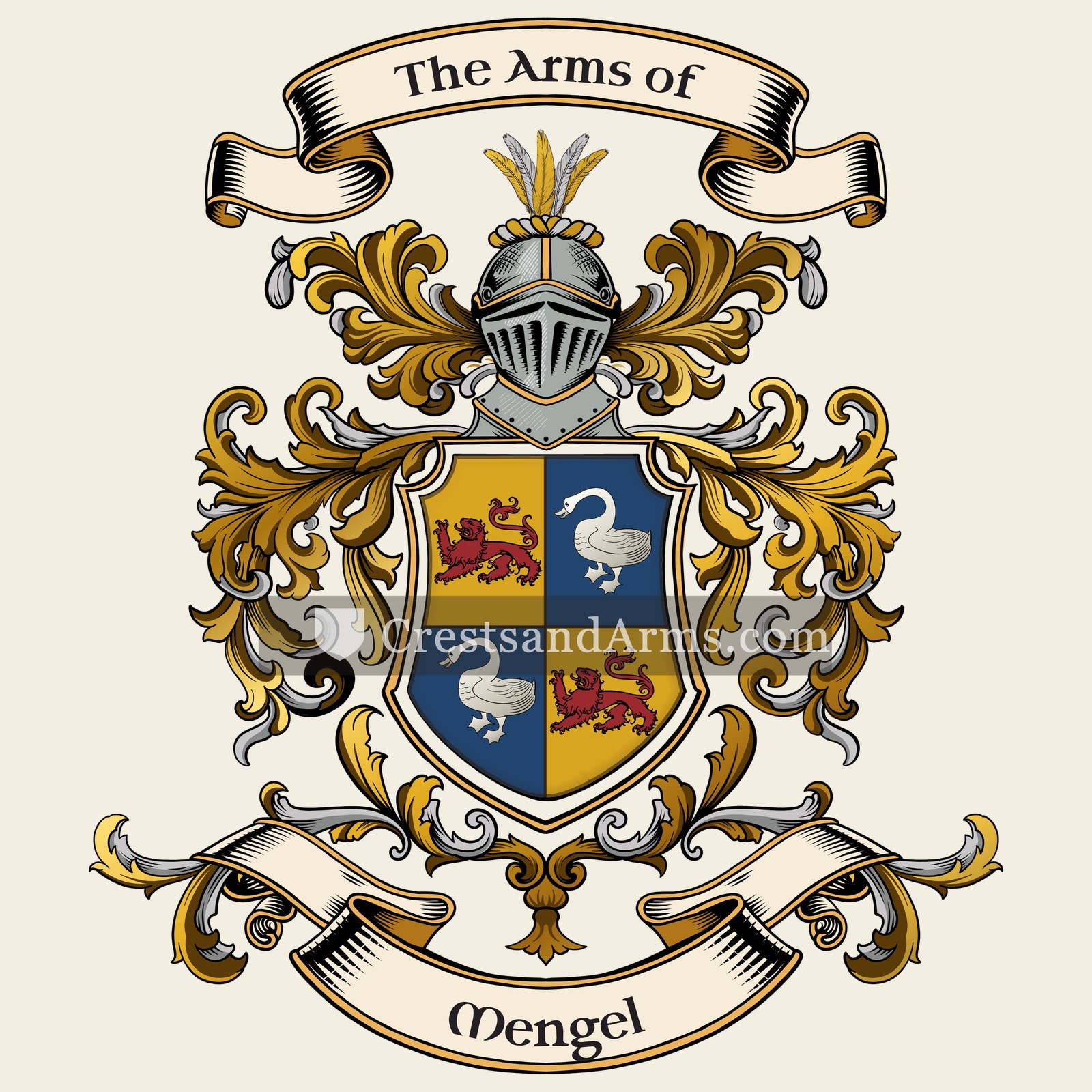 The Mengel coat of arms, drawn from the recorded blazon