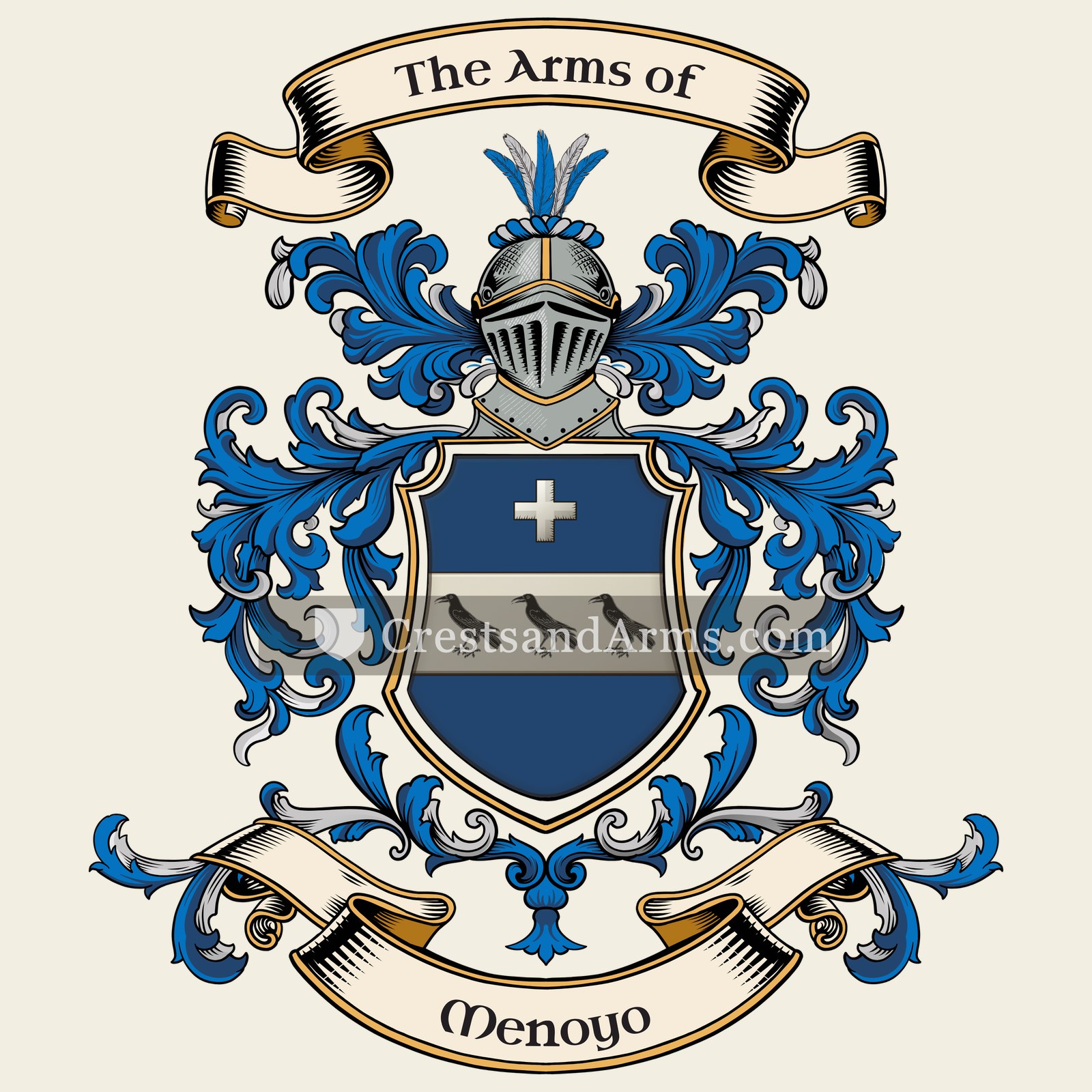 The Menoyo coat of arms, drawn from the recorded blazon