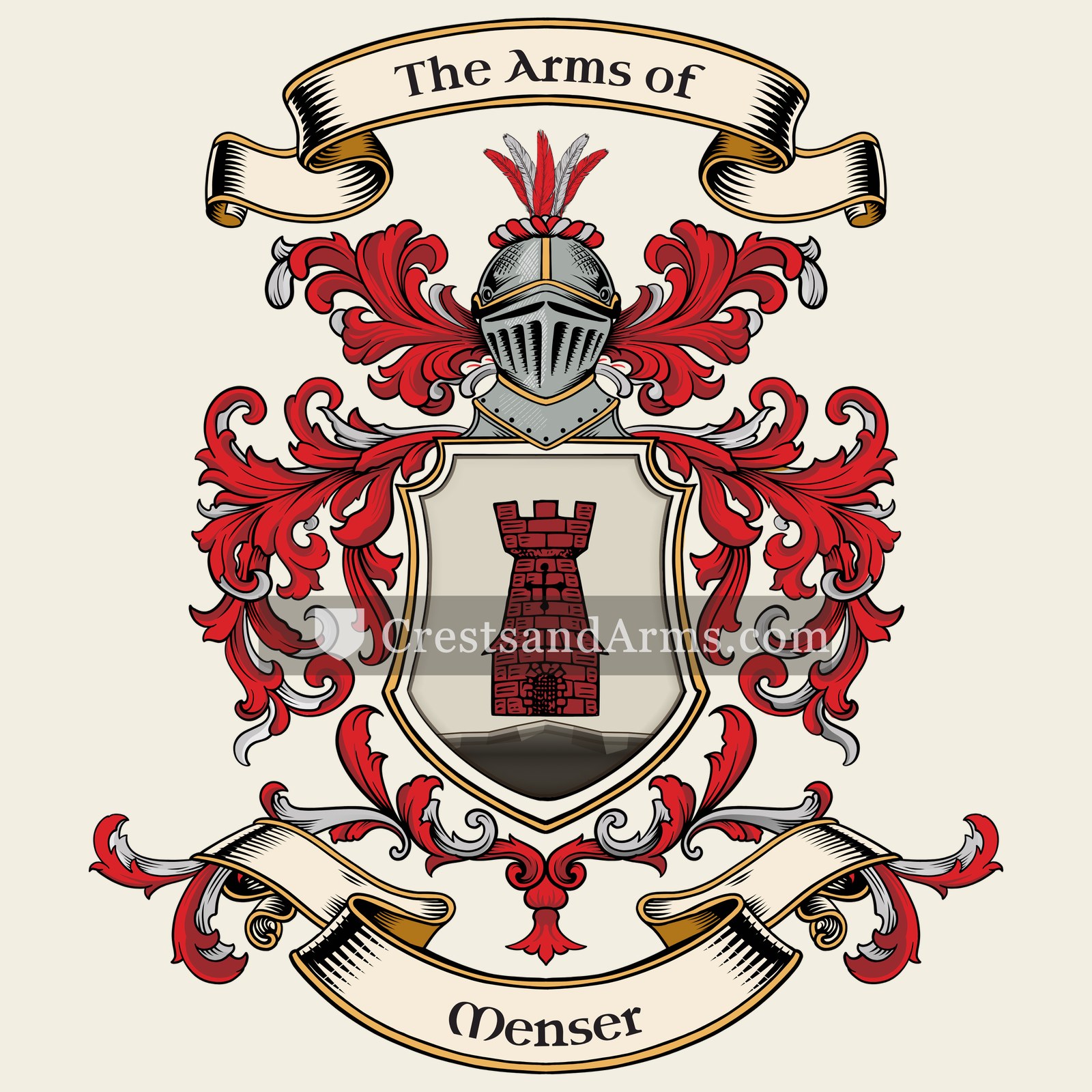 The Menser coat of arms, drawn from the recorded blazon
