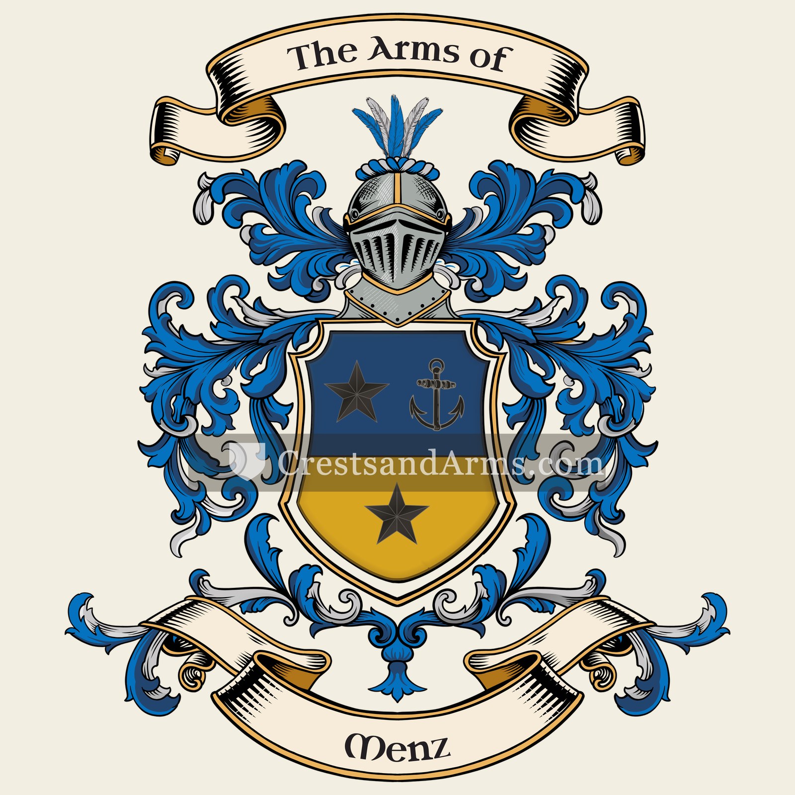 The Menz coat of arms, drawn from the recorded blazon