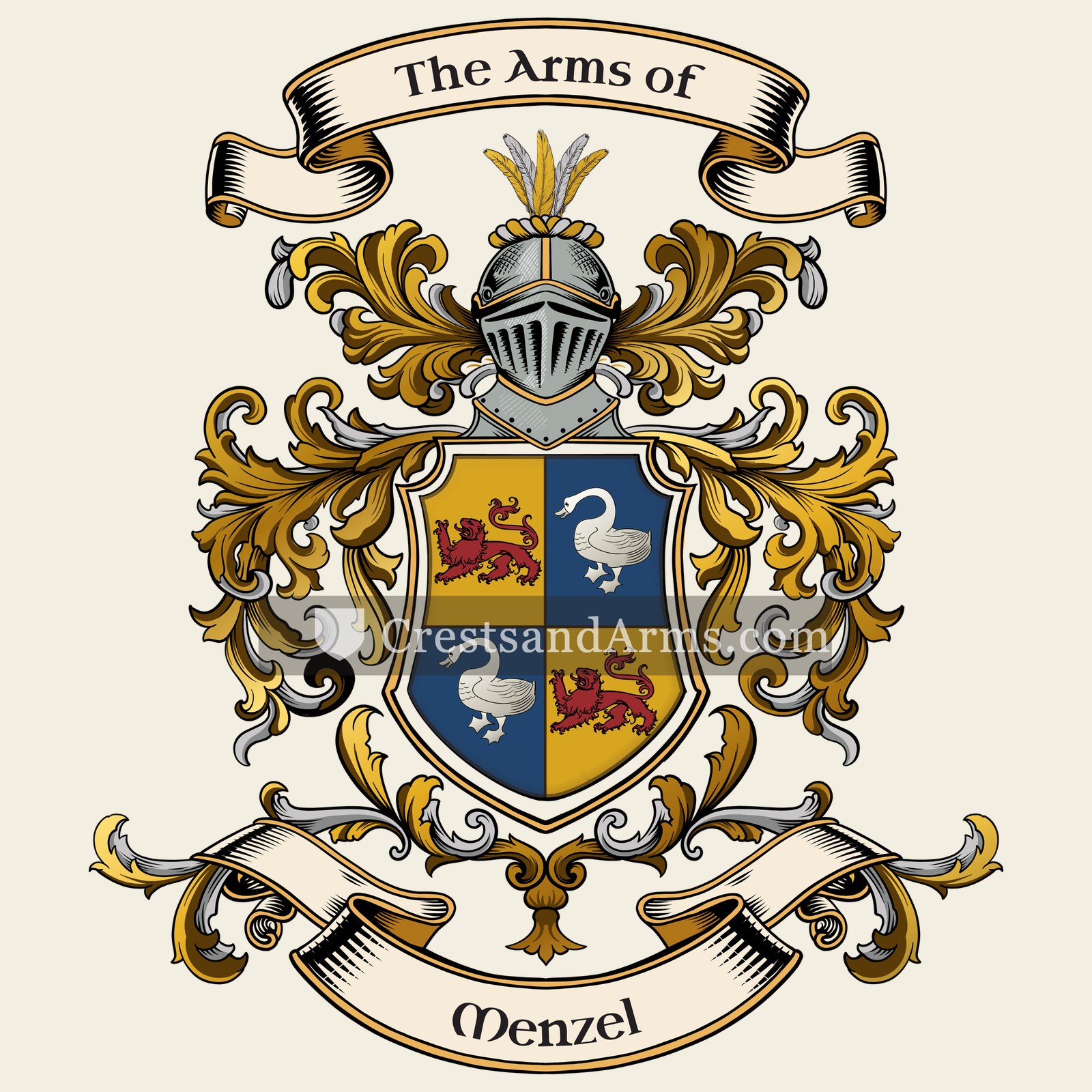 The Menzel coat of arms, drawn from the recorded blazon