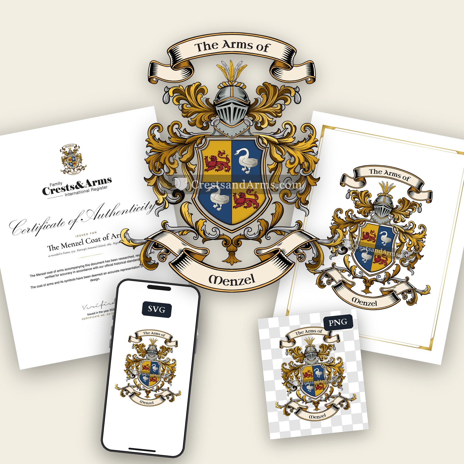 The Menzel arms on the coat of arms — digital pack