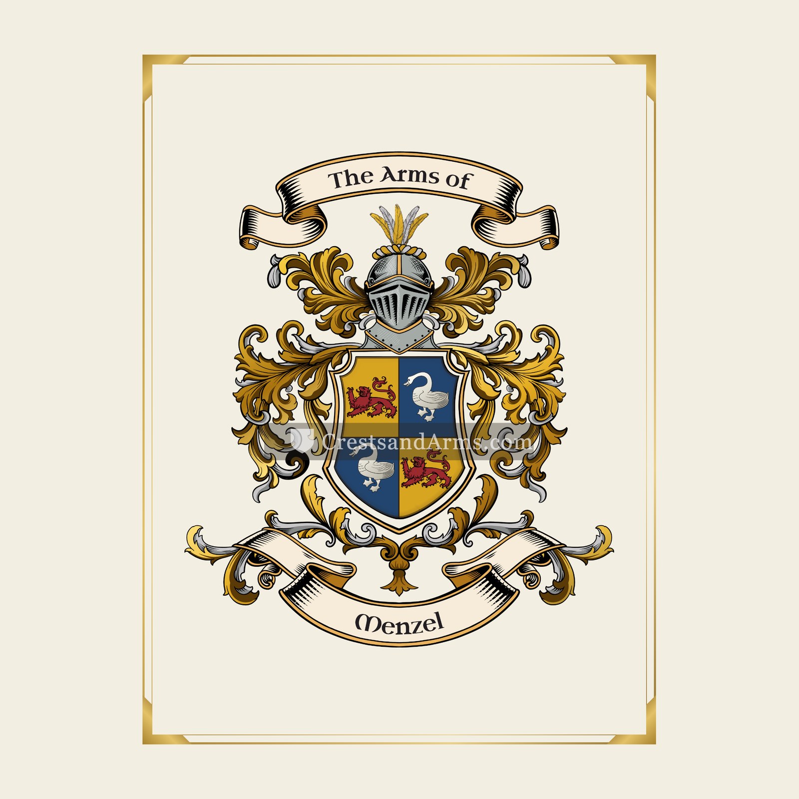 With gold border