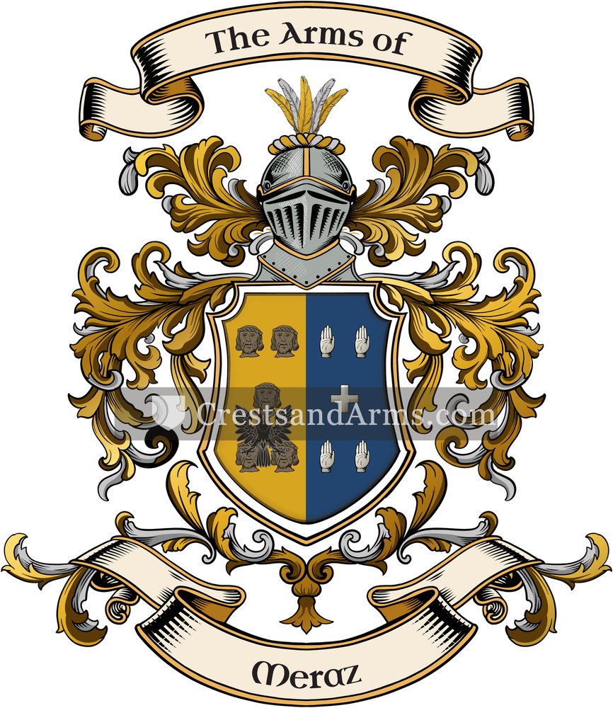 The Meraz coat of arms, drawn from the recorded blazon