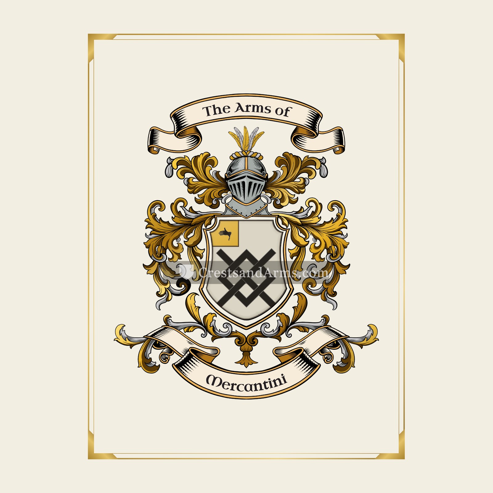With gold border