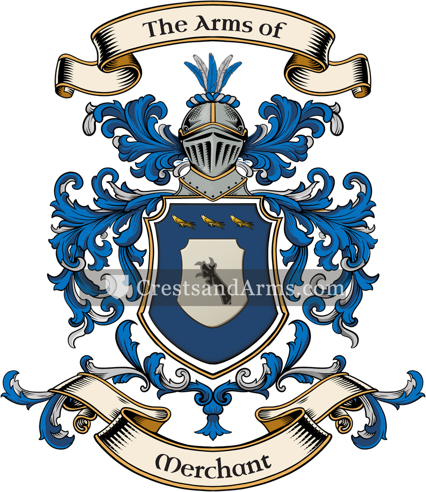The Merchant coat of arms, drawn from the recorded blazon