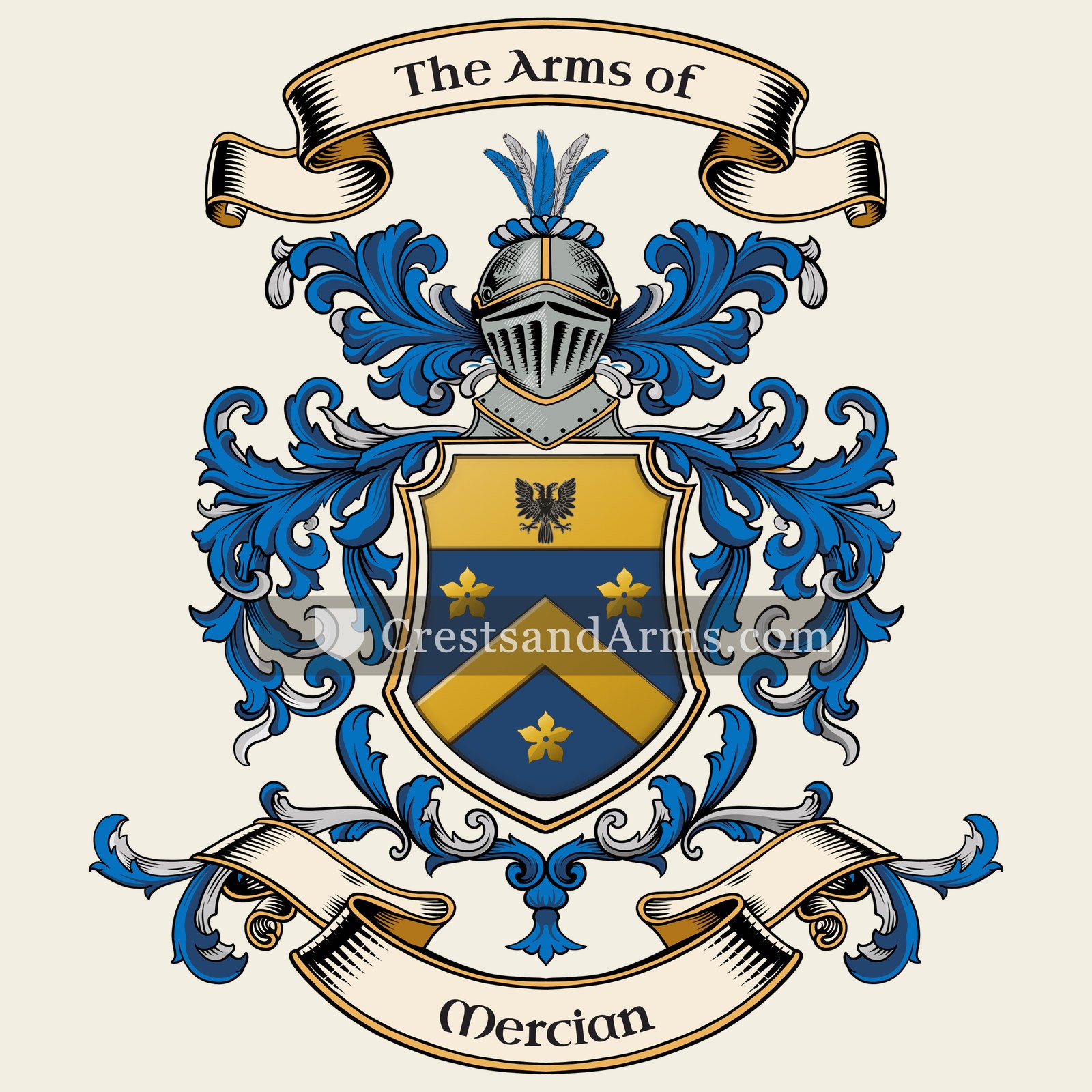 The Mercian coat of arms, drawn from the recorded blazon