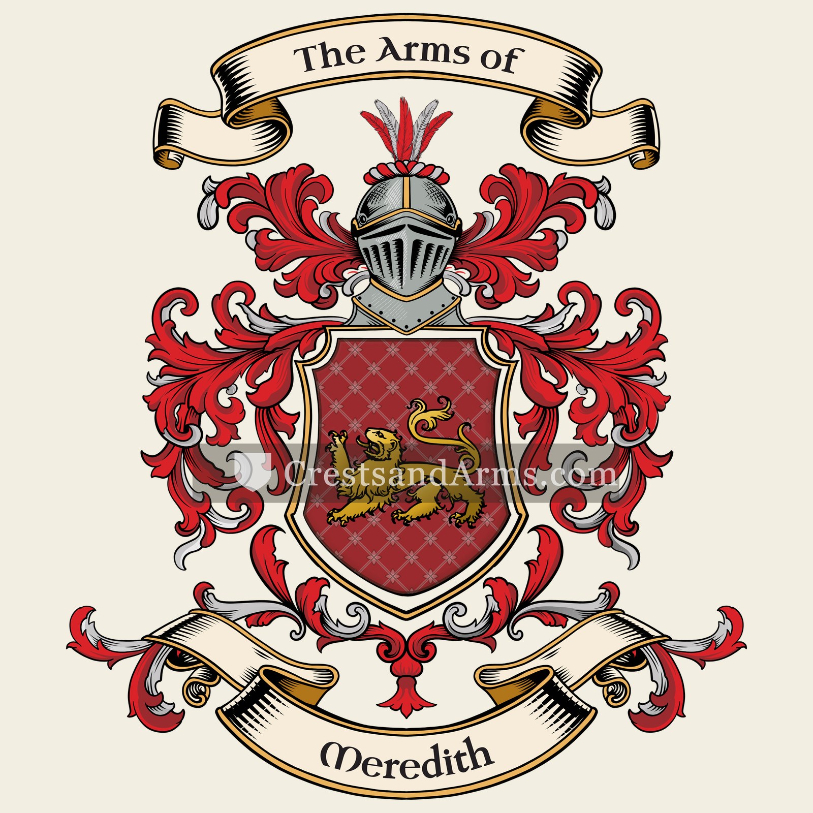 The Meredith coat of arms, drawn from the recorded blazon