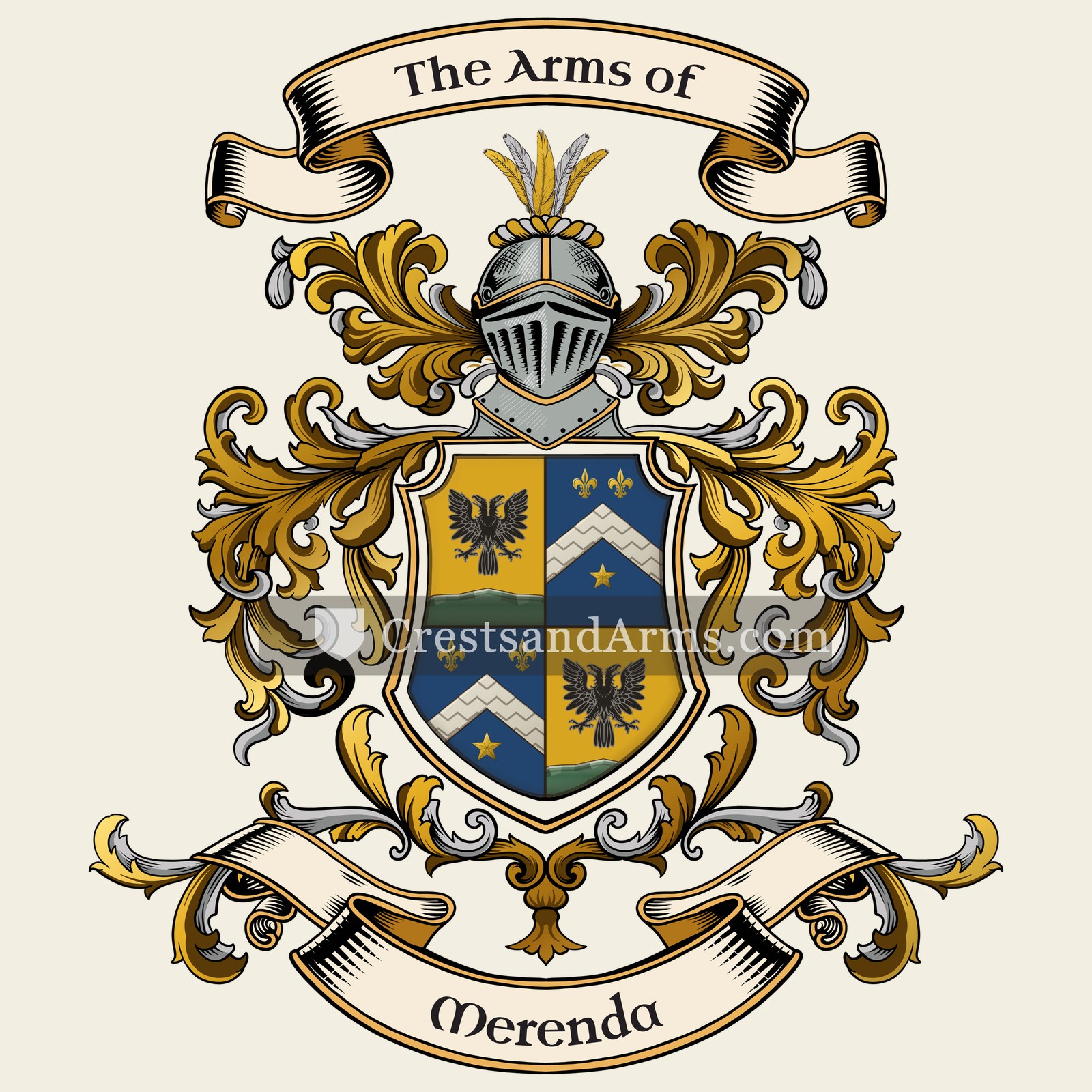 The Merenda coat of arms, drawn from the recorded blazon