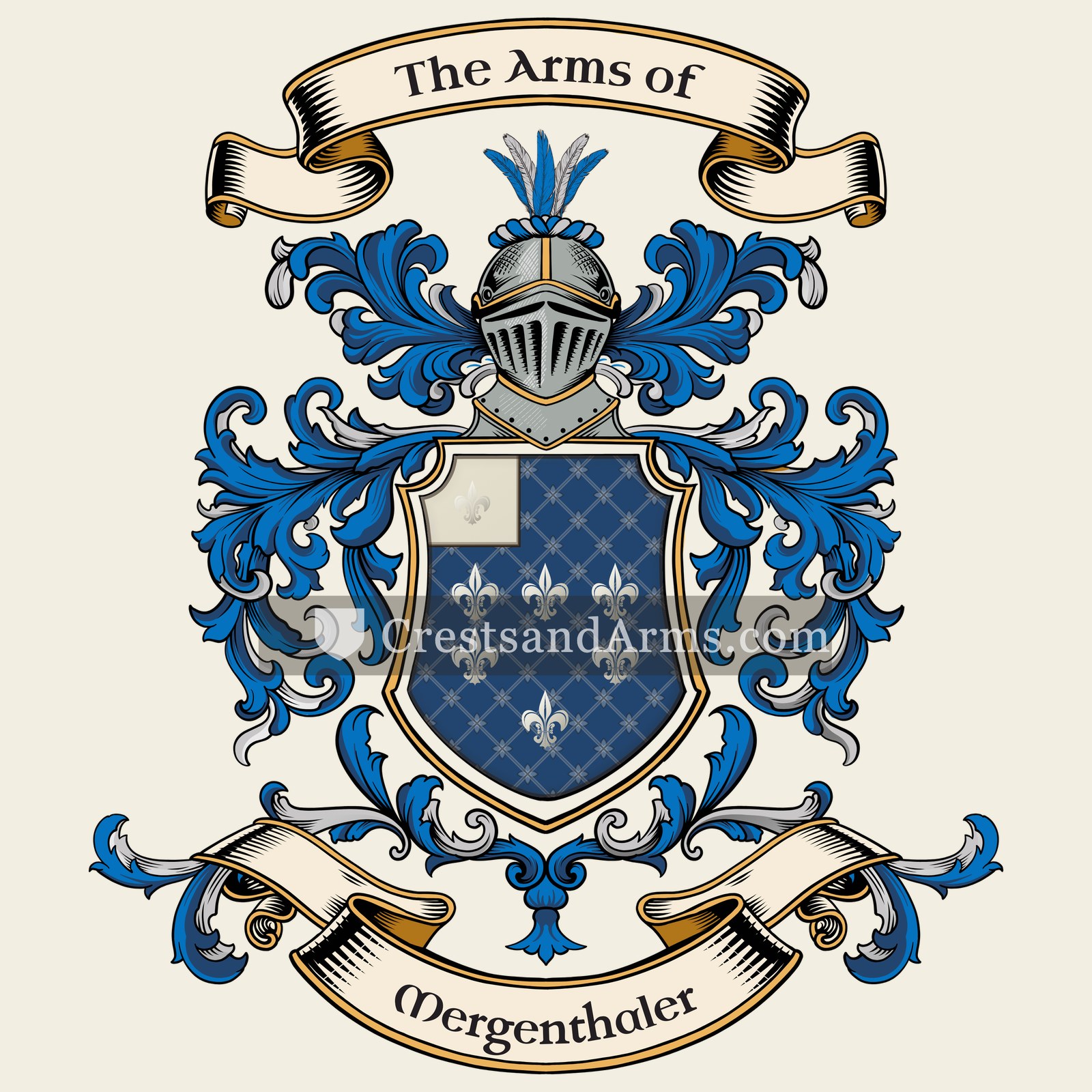 The Mergenthaler coat of arms, drawn from the recorded blazon