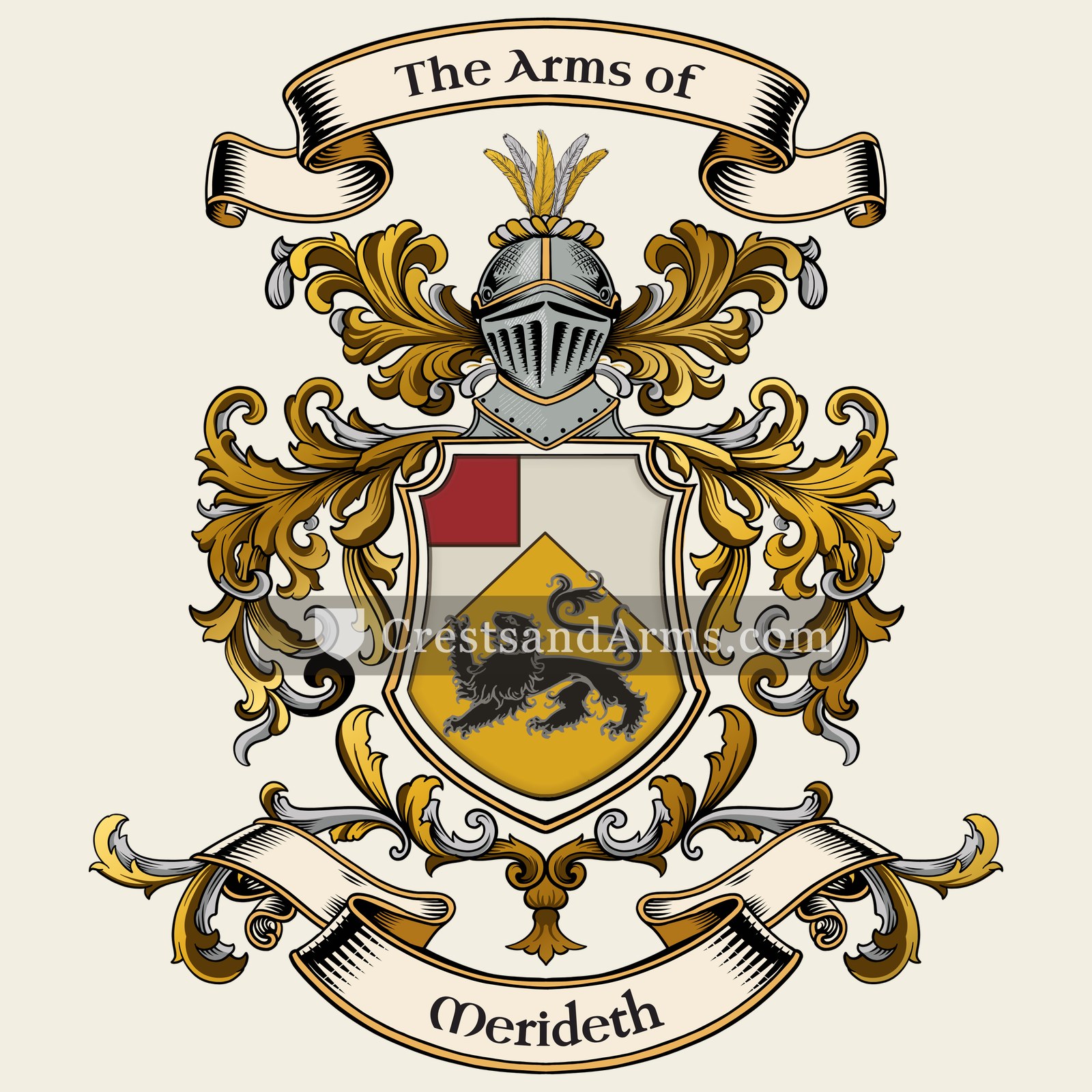 The Merideth coat of arms, drawn from the recorded blazon