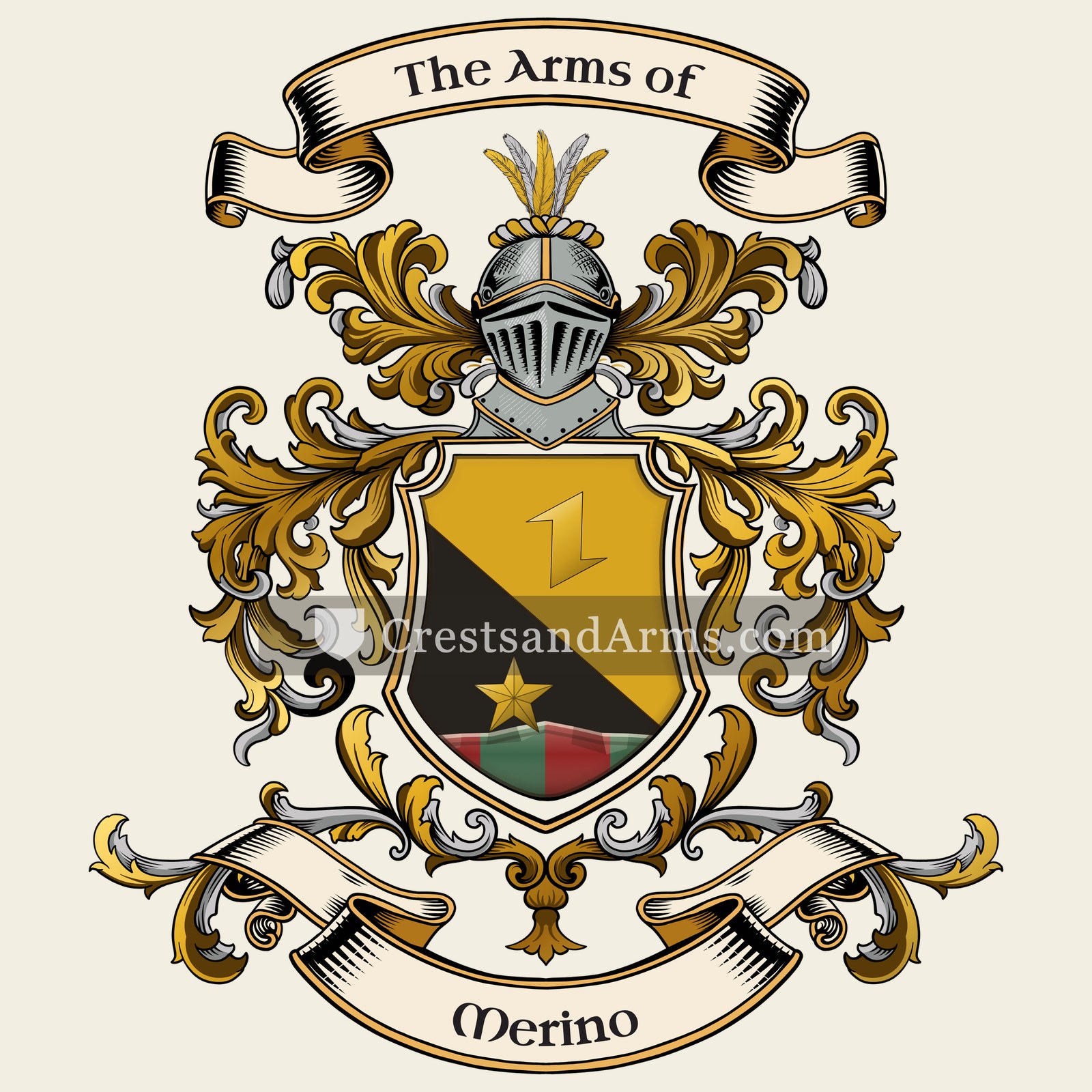The Merino coat of arms, drawn from the recorded blazon