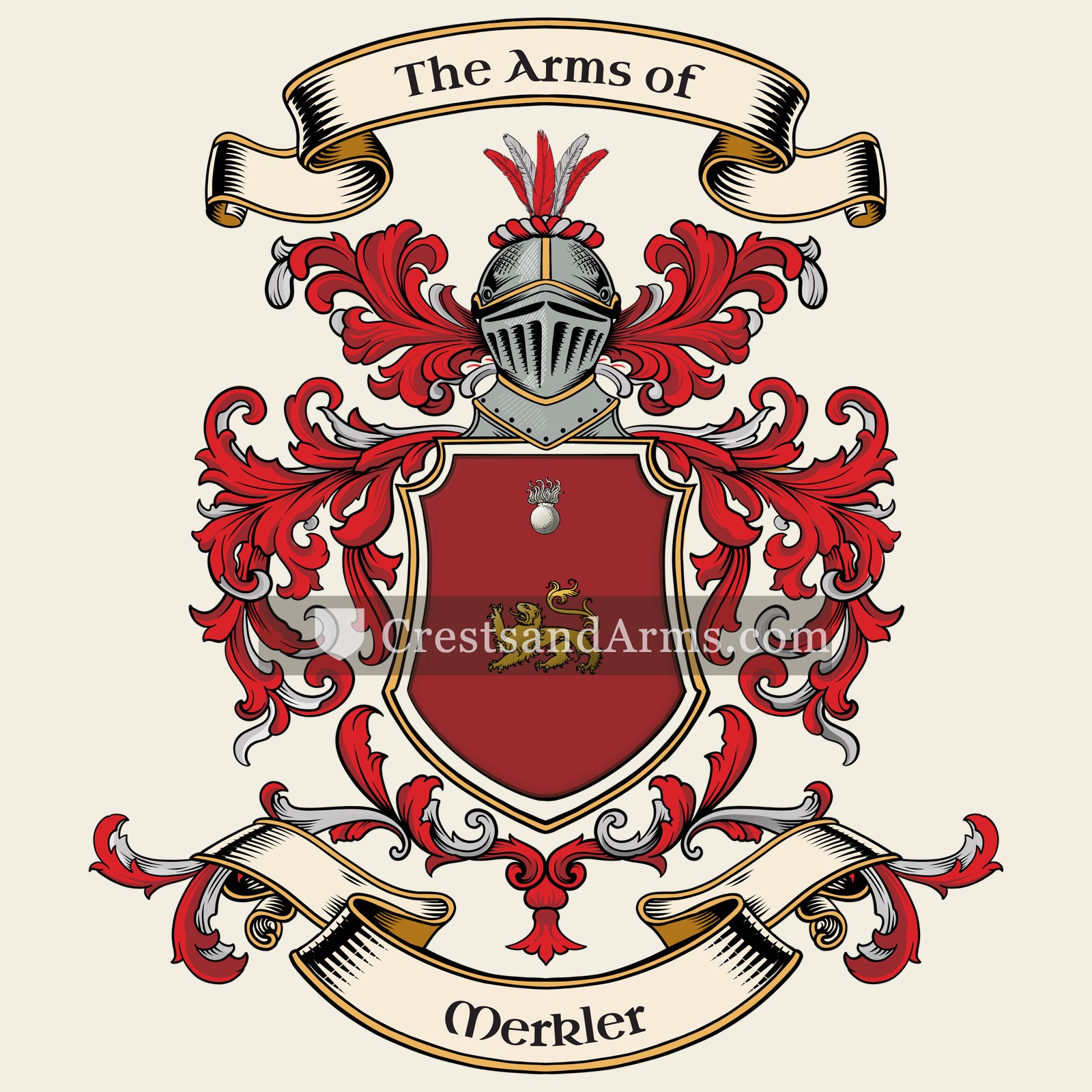 The Merkler coat of arms, drawn from the recorded blazon