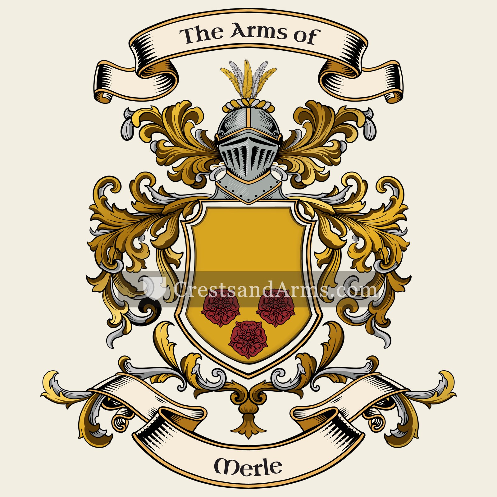 The Merle coat of arms, drawn from the recorded blazon