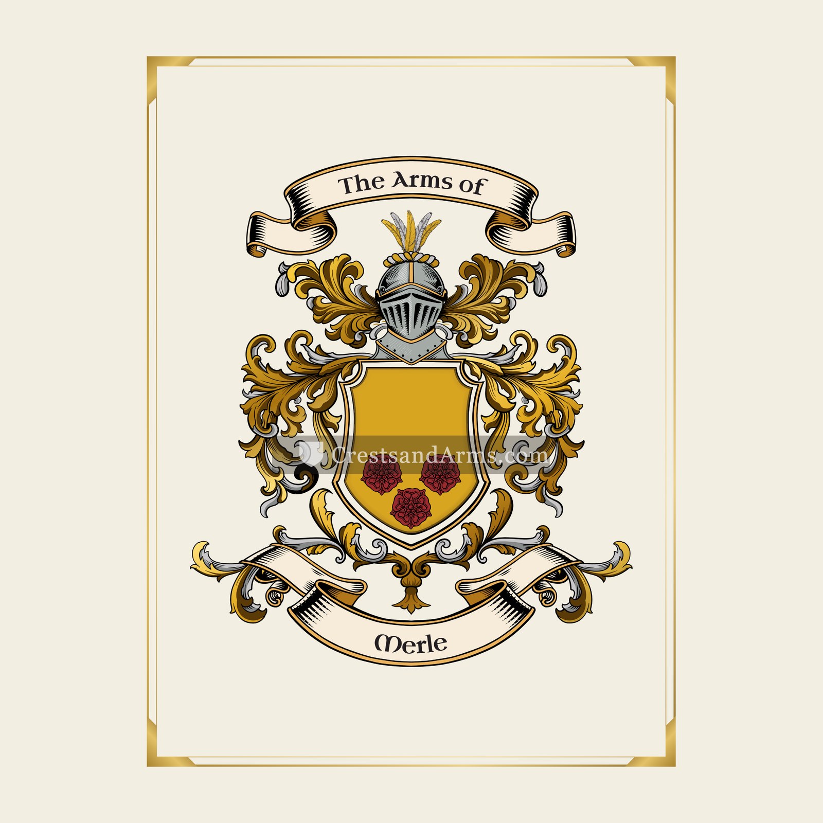 With gold border