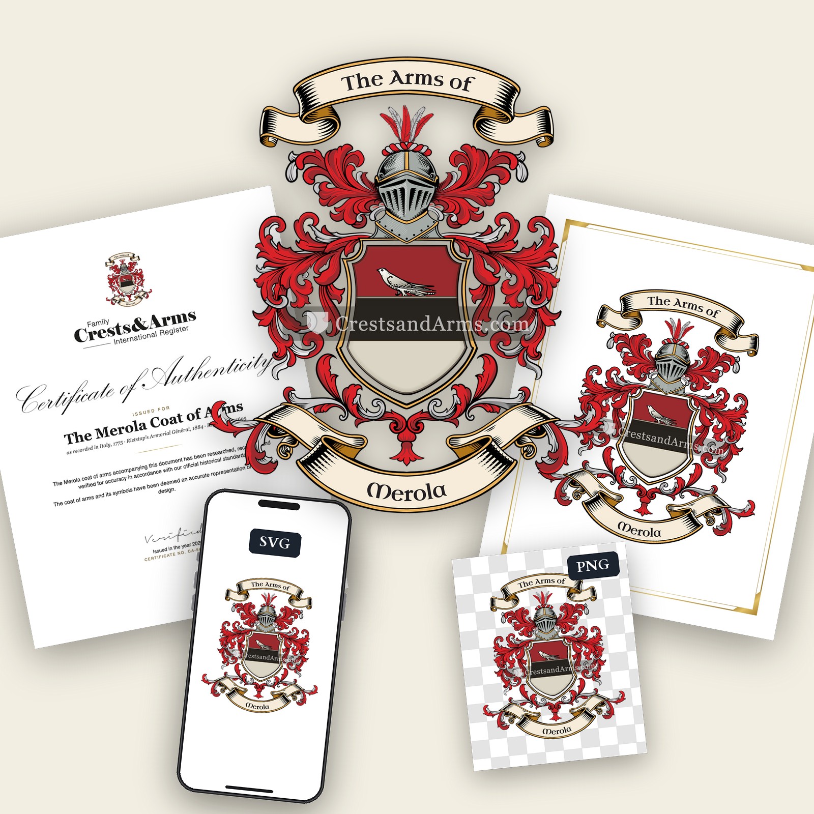 The Merola arms on the coat of arms — digital pack