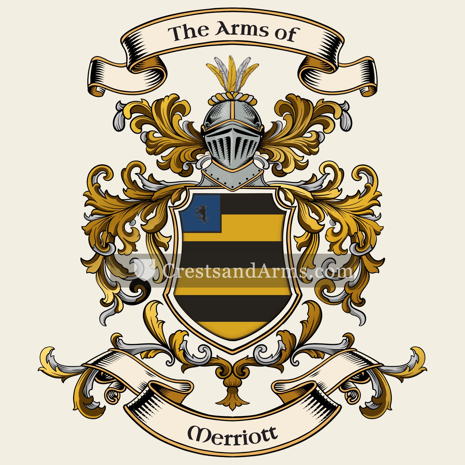 The Merriott coat of arms, drawn from the recorded blazon