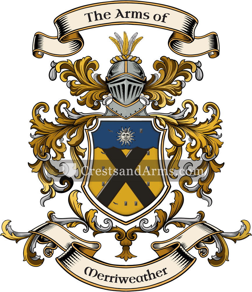 The Merriweather coat of arms, drawn from the recorded blazon