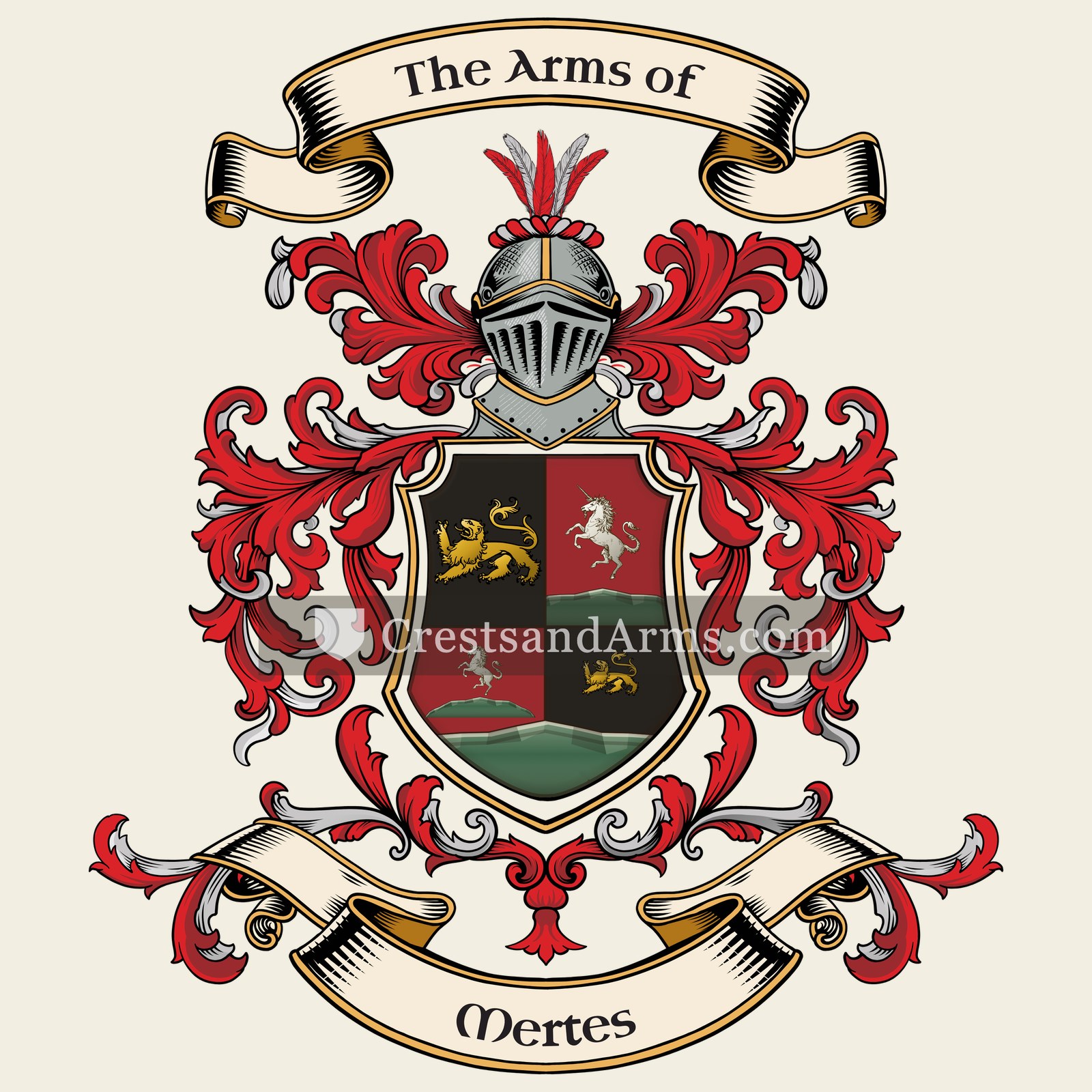 The Mertes coat of arms, drawn from the recorded blazon