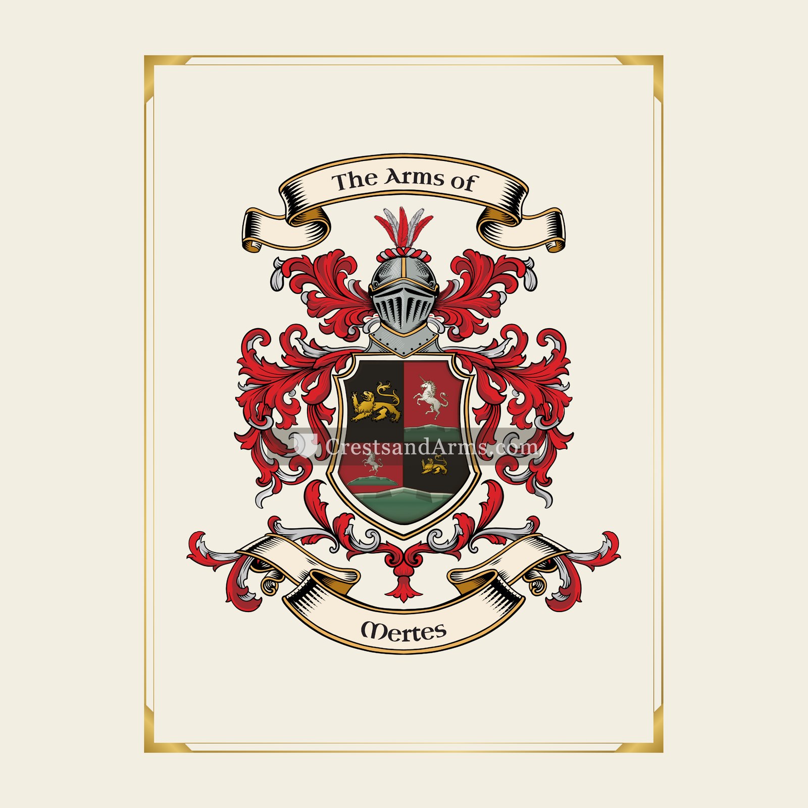 With gold border