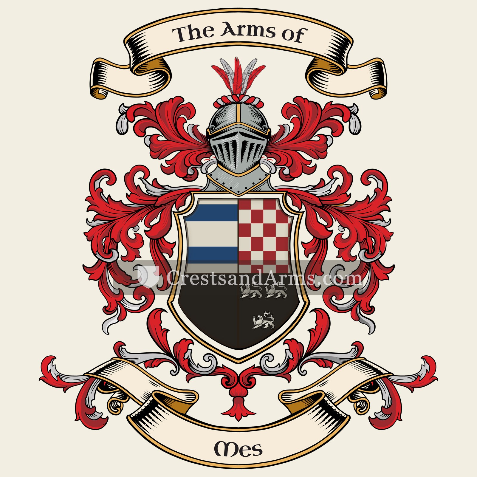 The Mes coat of arms, drawn from the recorded blazon