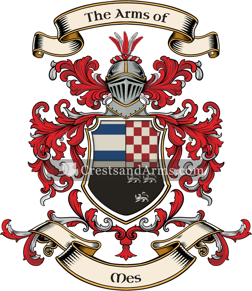 The Mes coat of arms, drawn from the recorded blazon