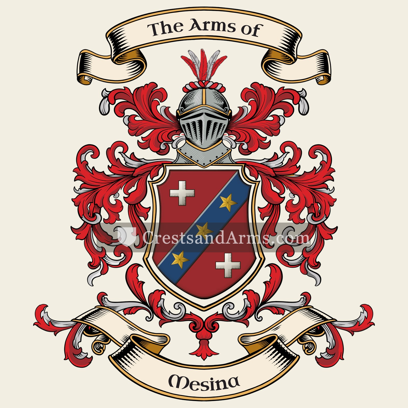 The Mesina coat of arms, drawn from the recorded blazon