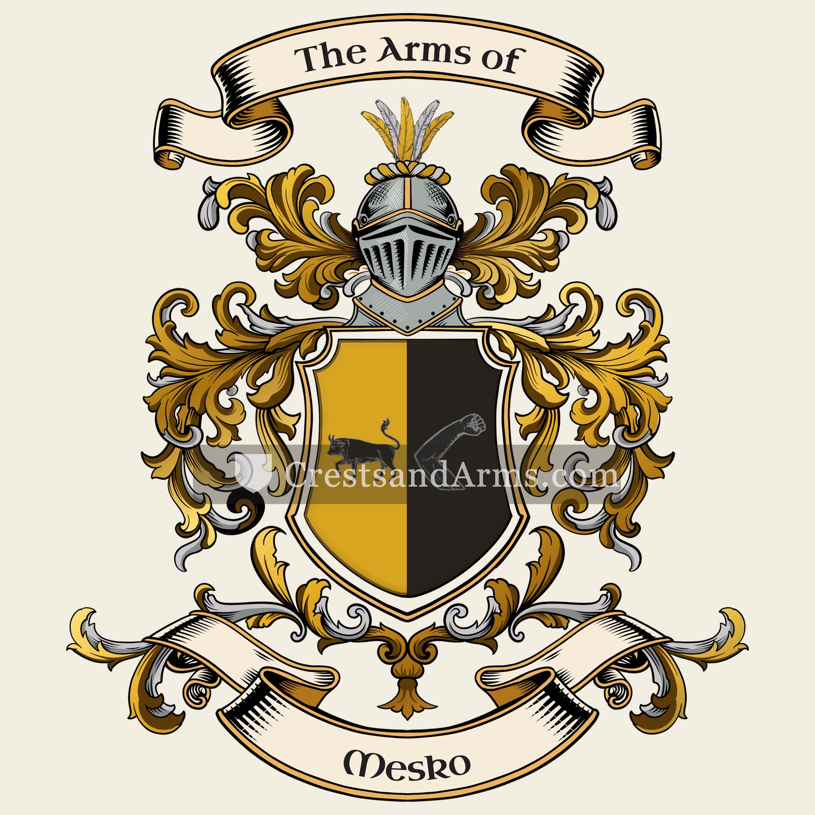The Mesko coat of arms, drawn from the recorded blazon