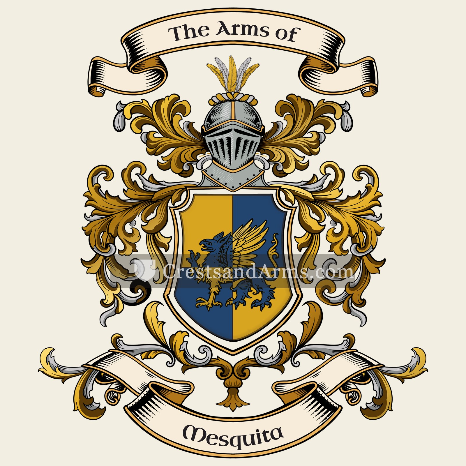 The Mesquita coat of arms, drawn from the recorded blazon