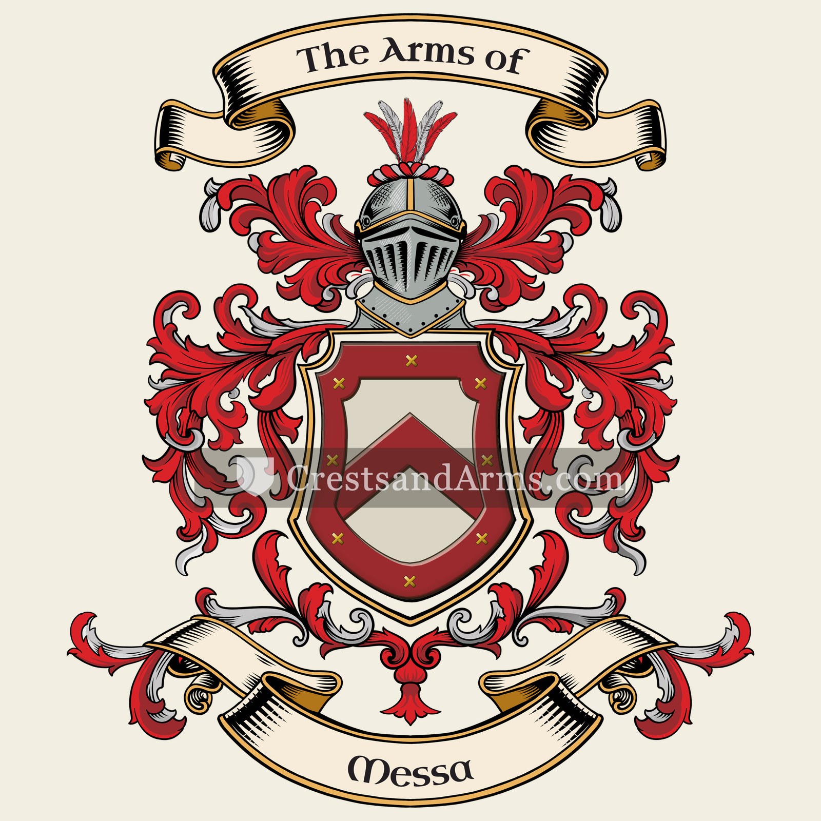 The Messa coat of arms, drawn from the recorded blazon